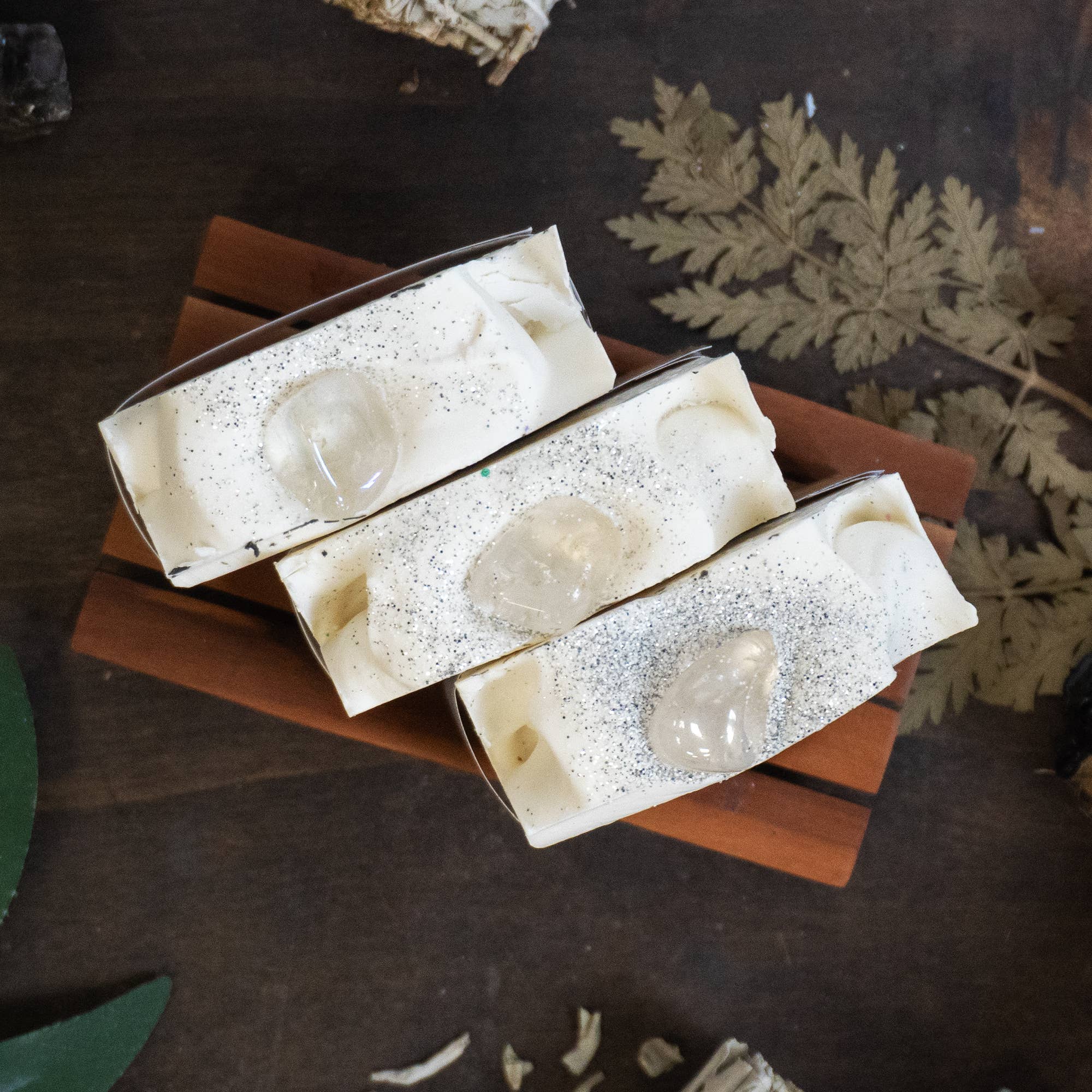 Clear Quartz Crystal Soap - Eucalyptus, Rosemary & Lemon.