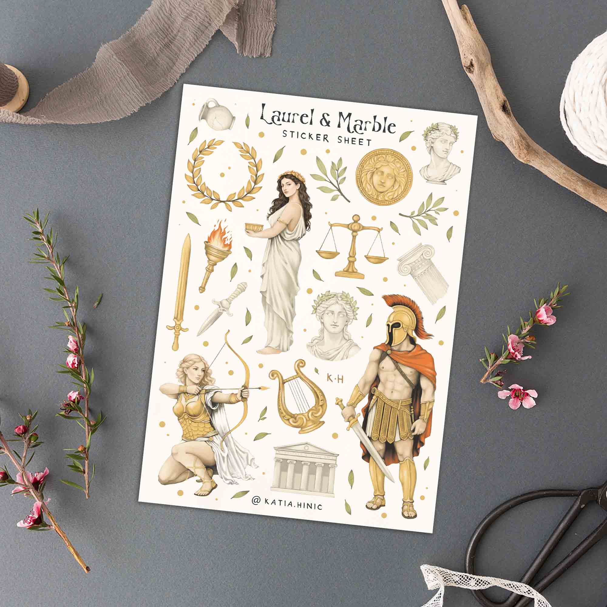 'Laurel & Marble' sticker sheet