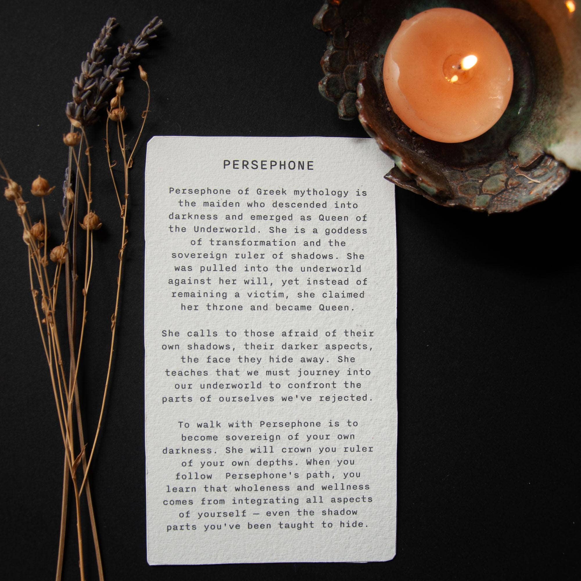 PERSEPHONE  ORACLE ALTAR CARD PRINT | Linocut design