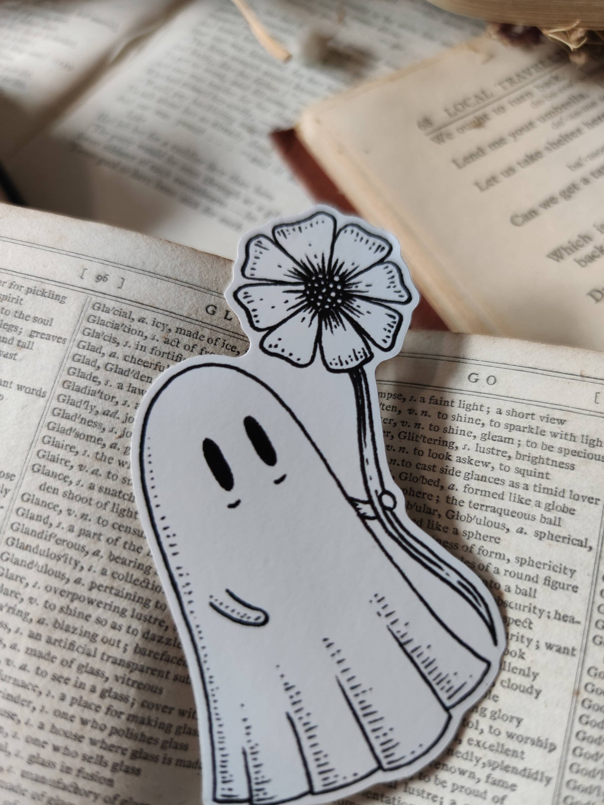 Flower Ghost Vinyl Sticker