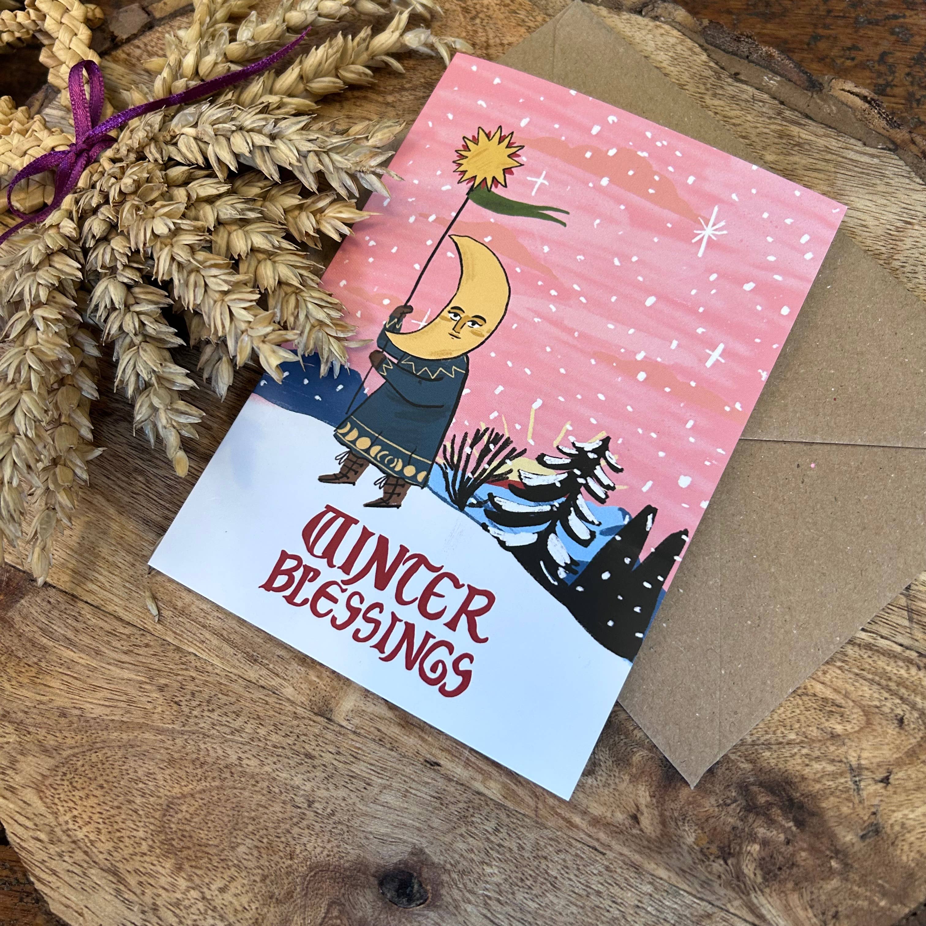 Winter Blessings Moon Greetings Card