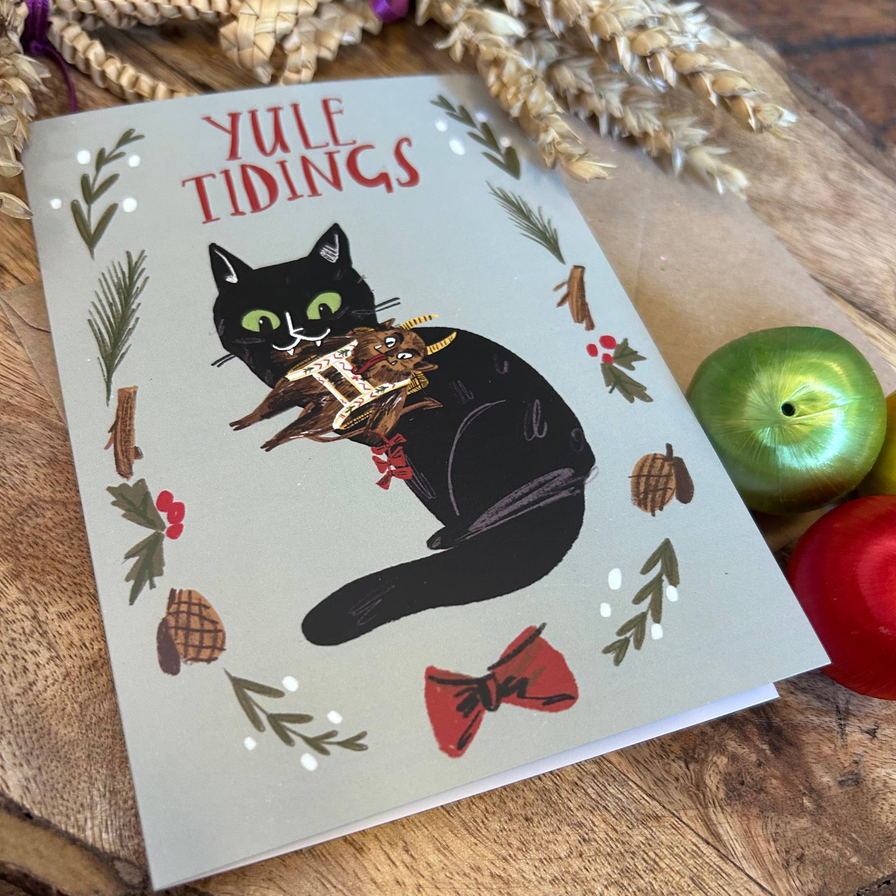 Yules Tidings Krampus Cat Greetings Card