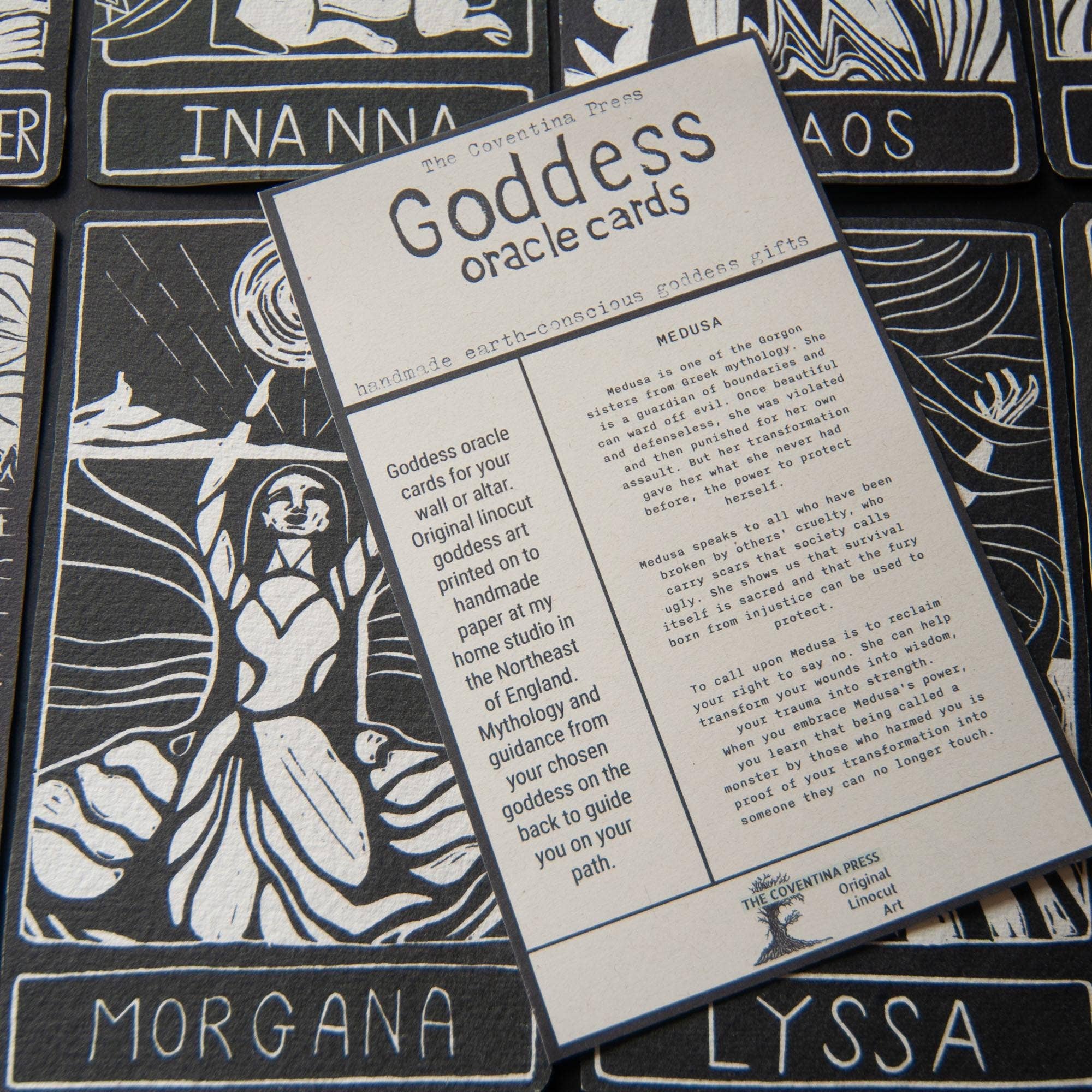 MEDUSA ORACLE ALTAR CARD PRINT |  Linocut design