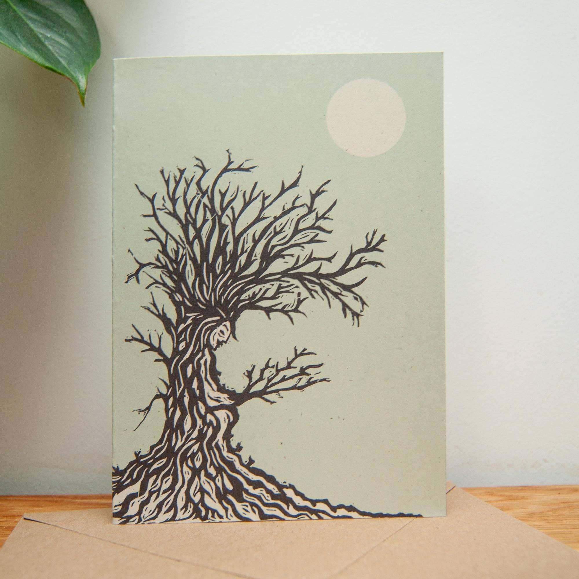 Tree Hag Linocut Greeting Card