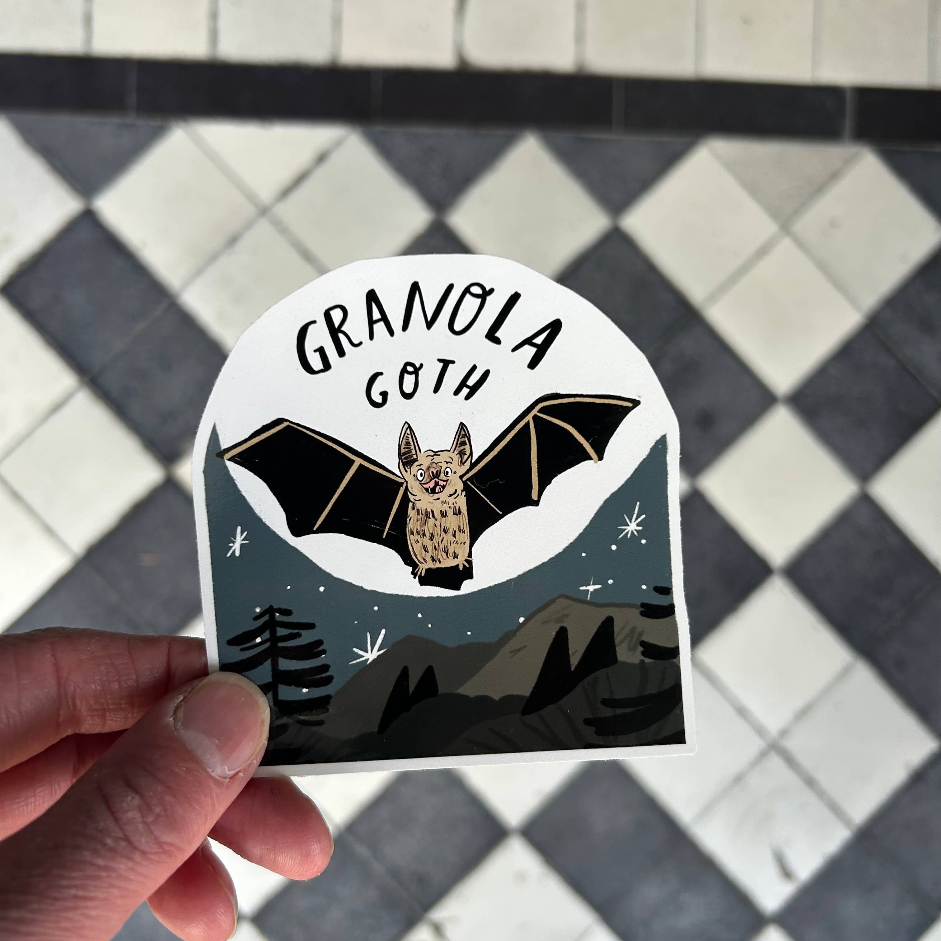 Granola Goth Bat Vinyl Sticker 