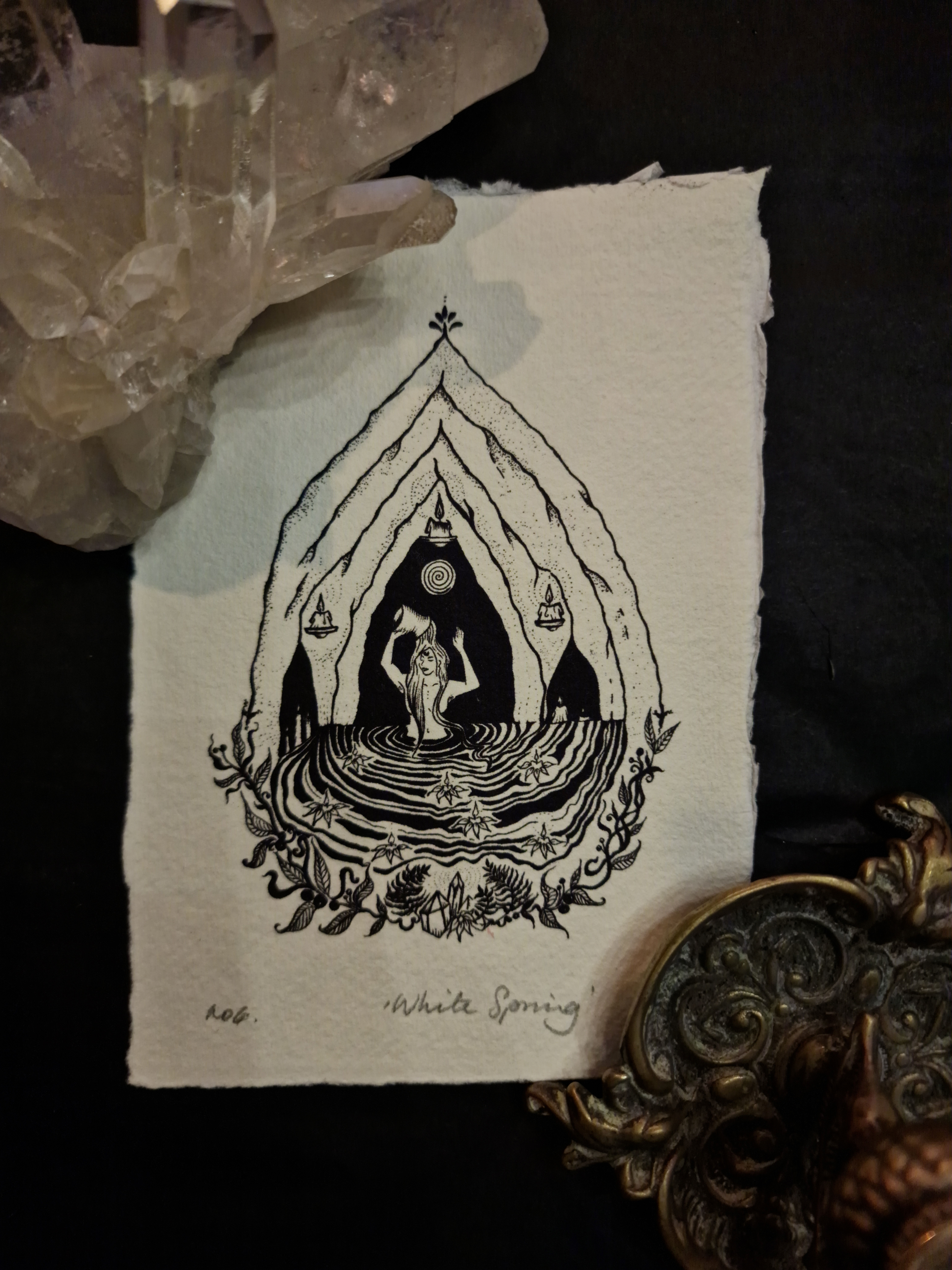 Nymph Of The White Spring Art Print - Black & Bone