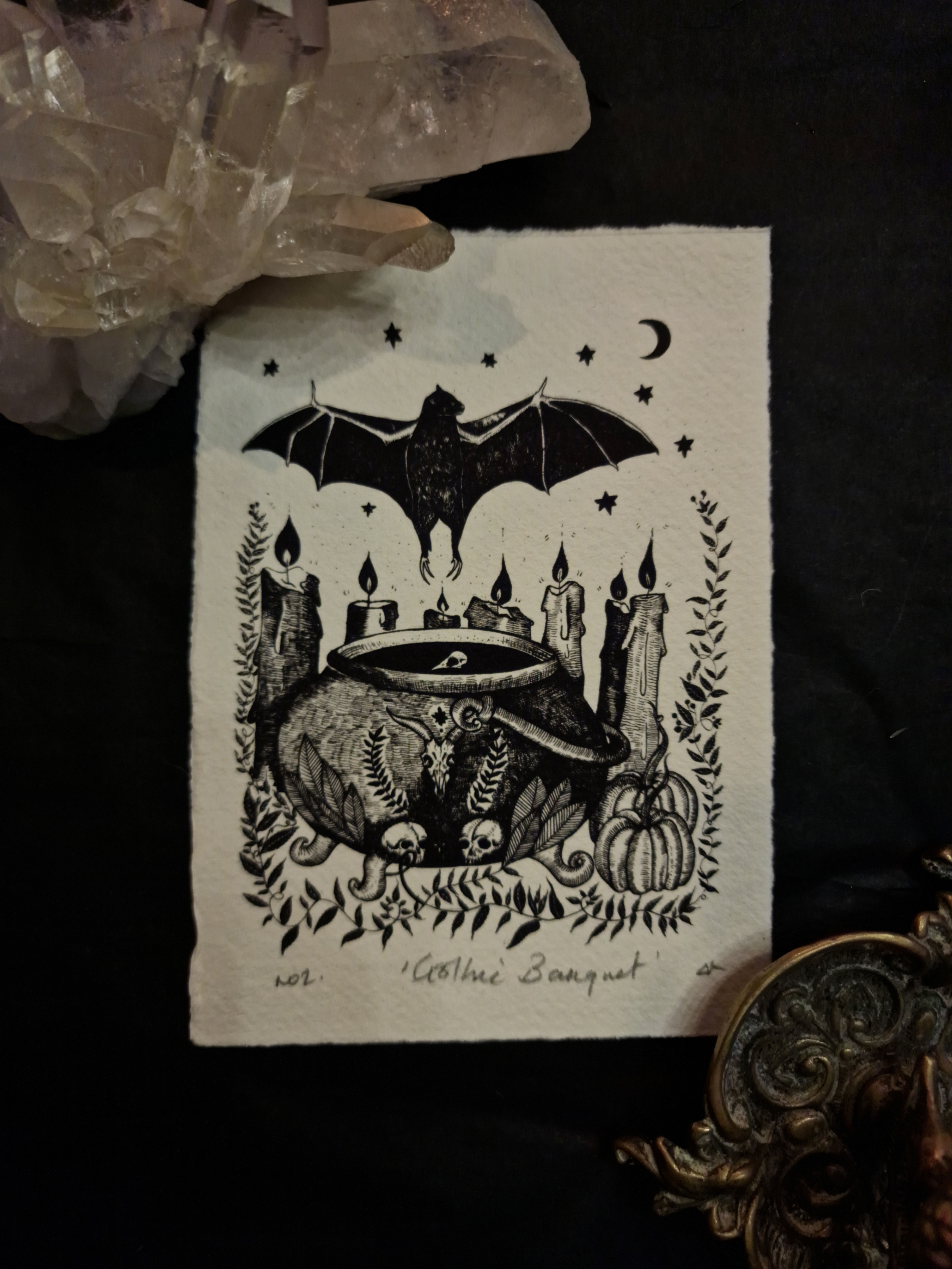 Gothic Banquet Art Print - Black & Bone