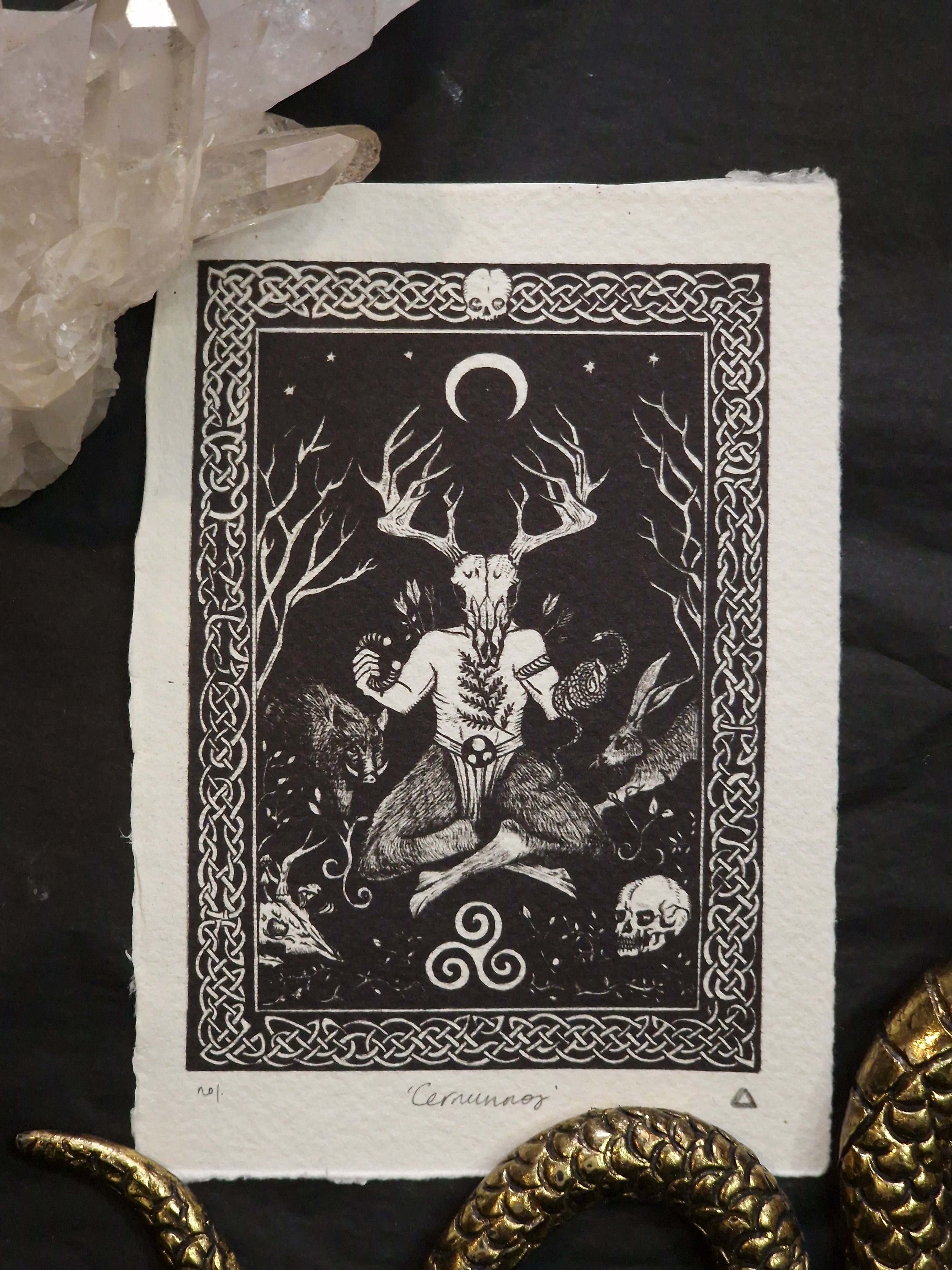 Cernunnos Art Print - Black & Bone