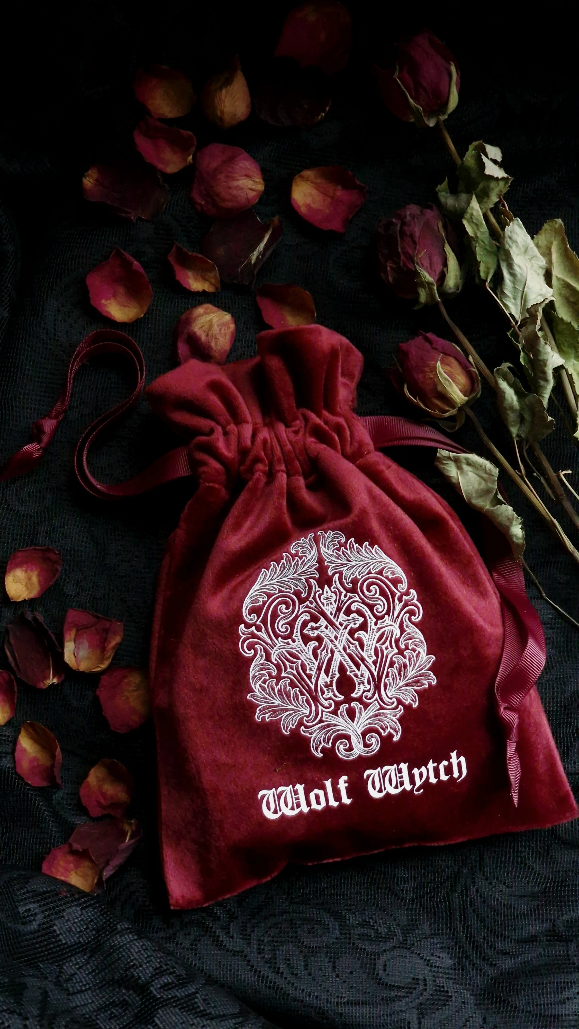 Luxury Red Velvet Drawstring Bag