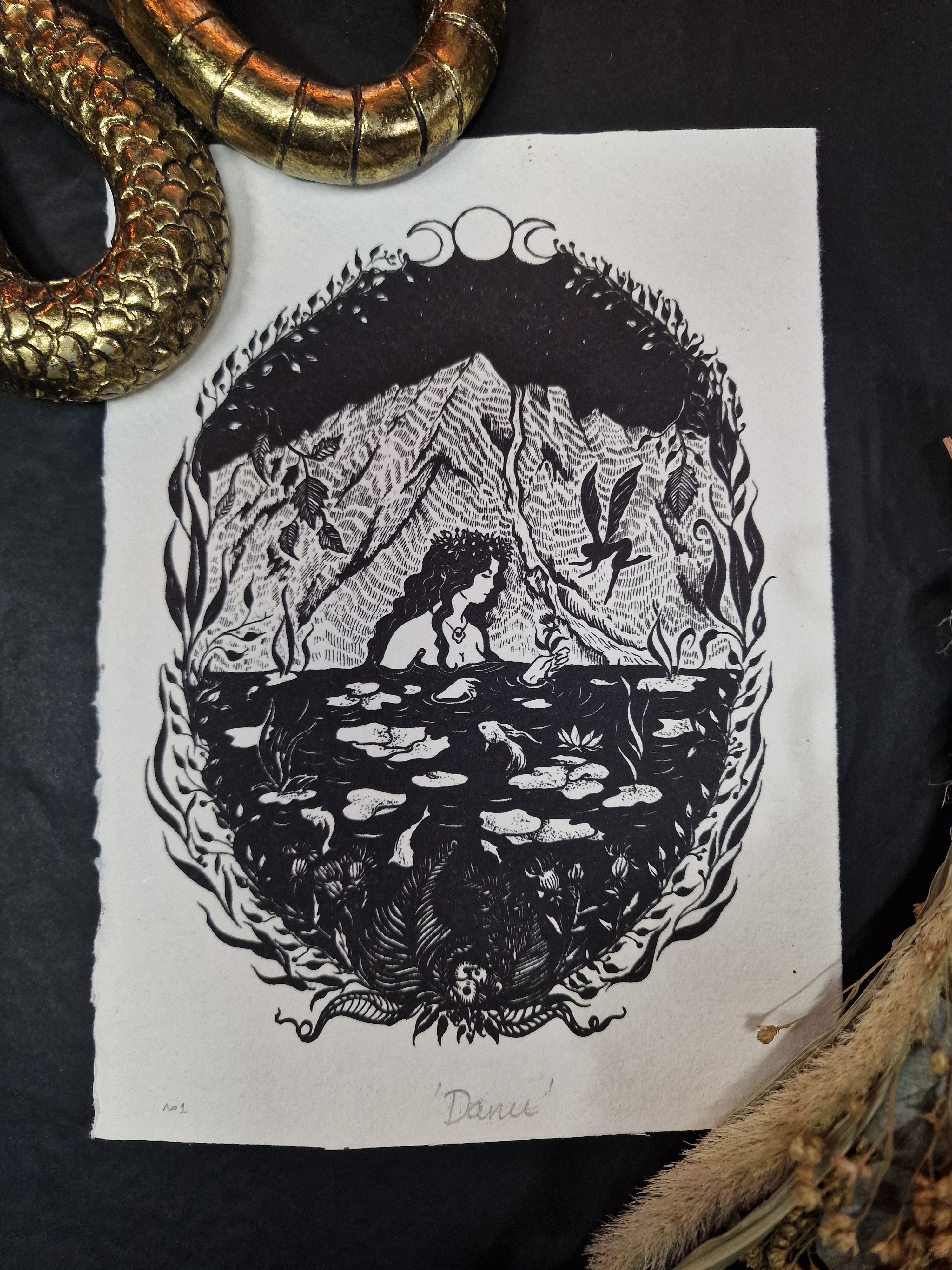 Danu Art Print - Black & Bone