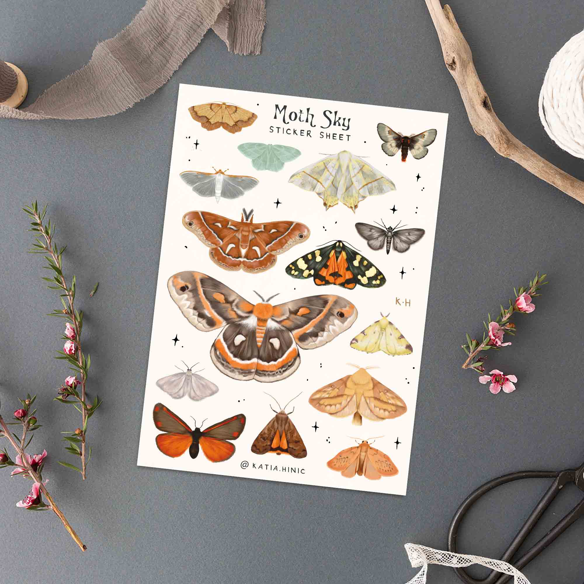 'Moth Sky' sticker sheet