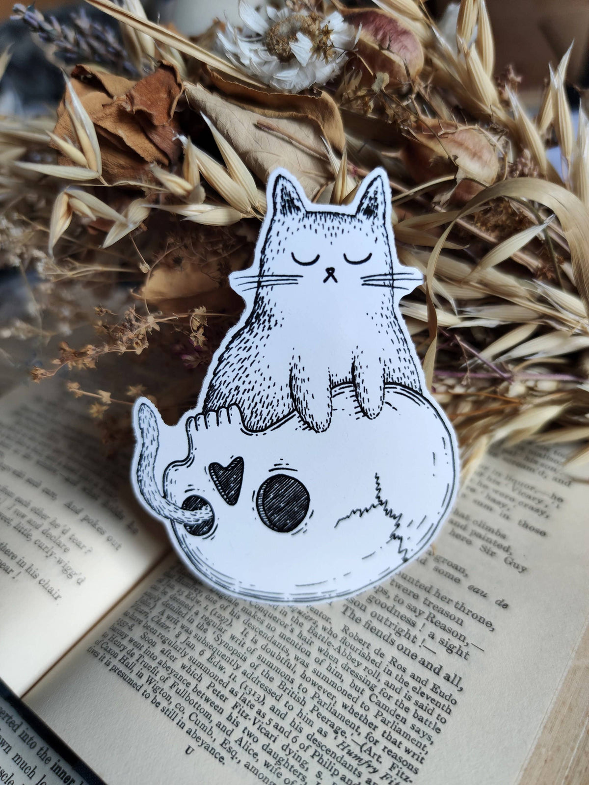 Skull Cat Vinyl Sticker