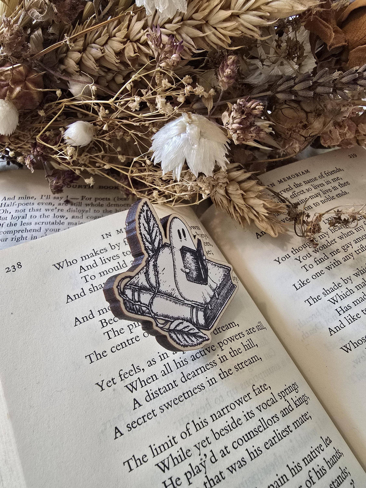 Library Ghost Wooden Pin Badge