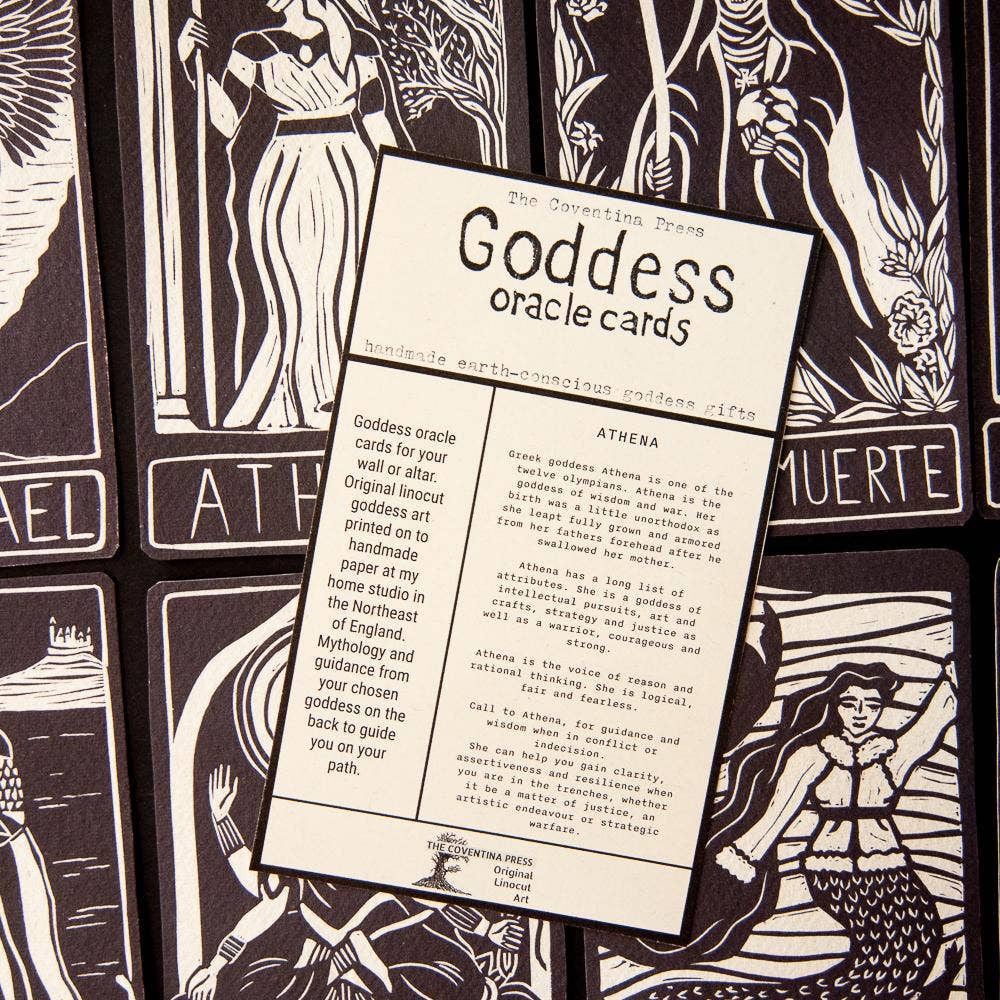 ATHENA ORACLE ALTAR CARD PRINT | Original Linocut Design