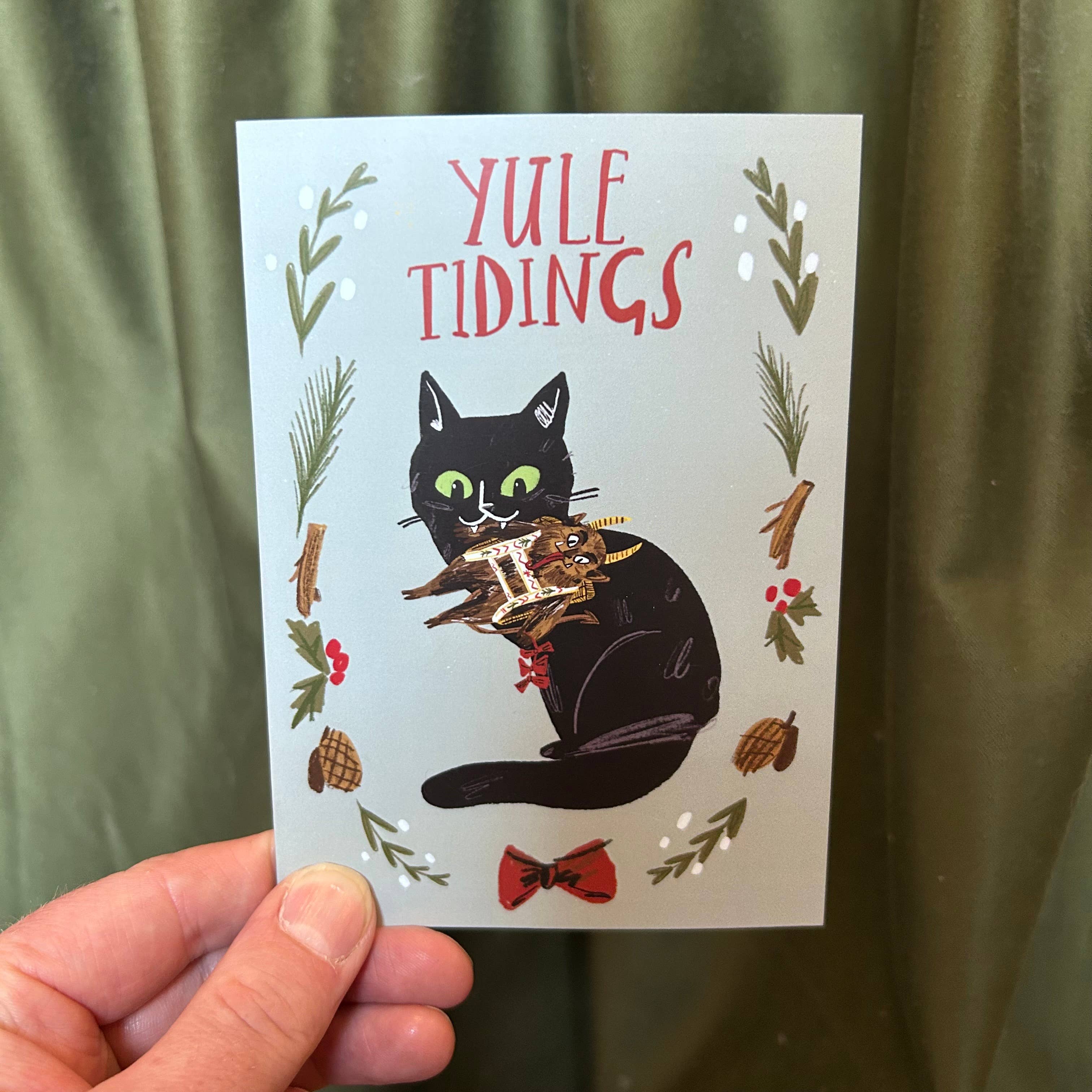 Yules Tidings Krampus Cat Greetings Card
