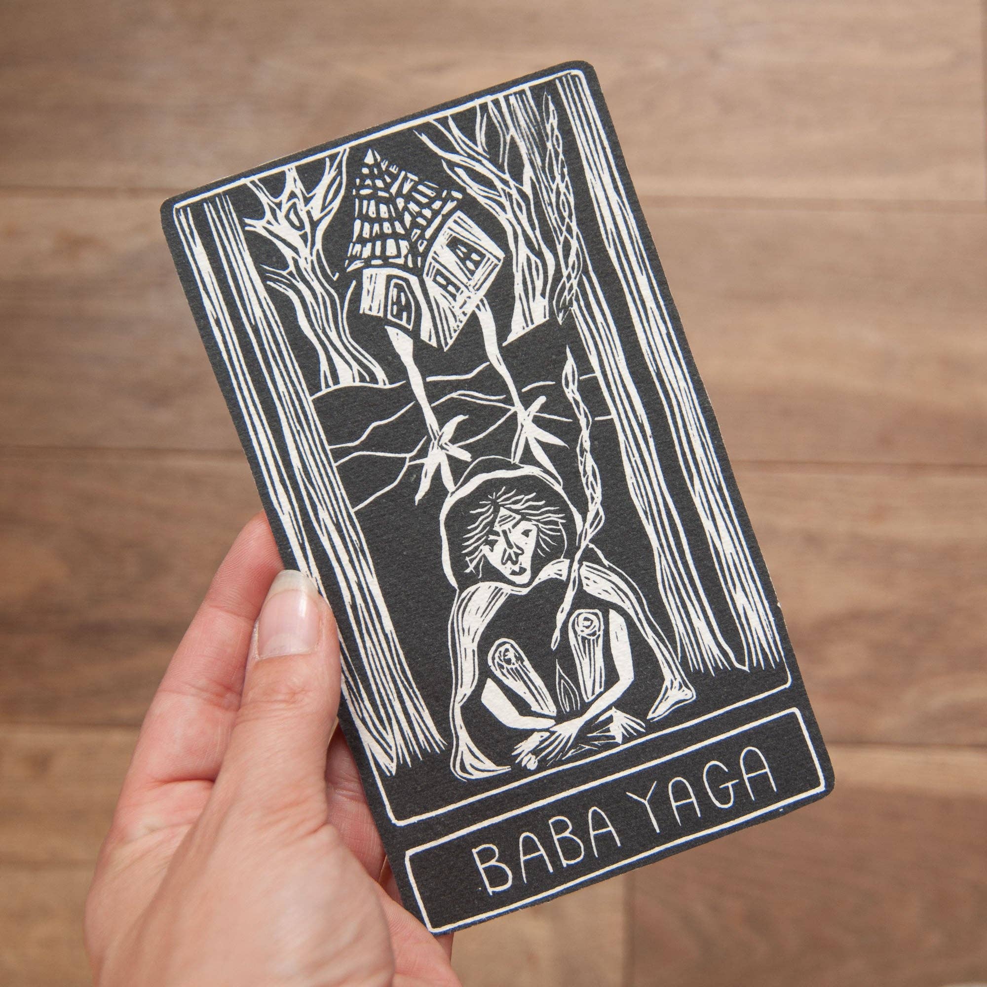 BABA YAGA ORACLE ALTAR CARD  PRINT | Original linocut design