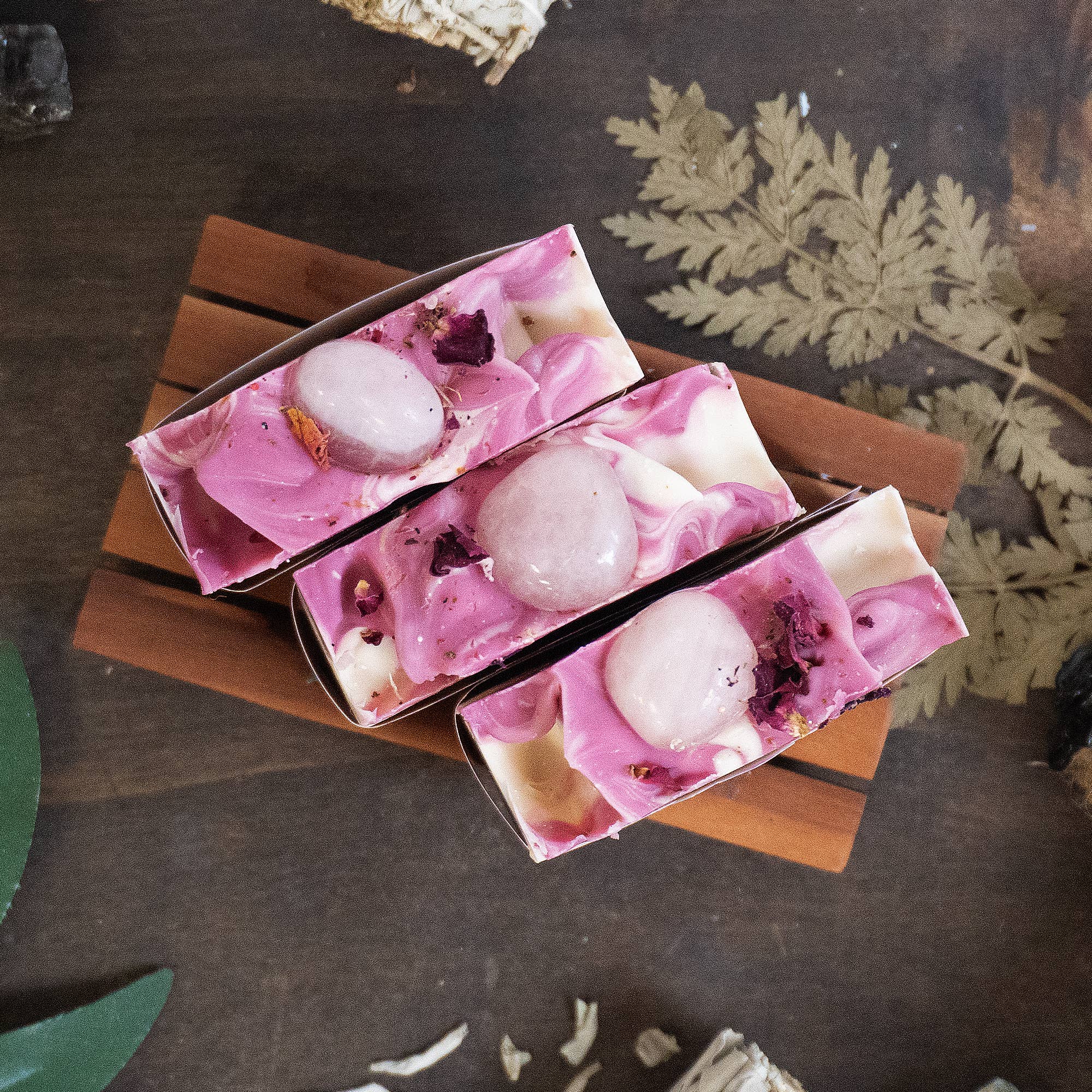Rose Quartz Crystal Soap - Rose Geranium & Vanilla.
