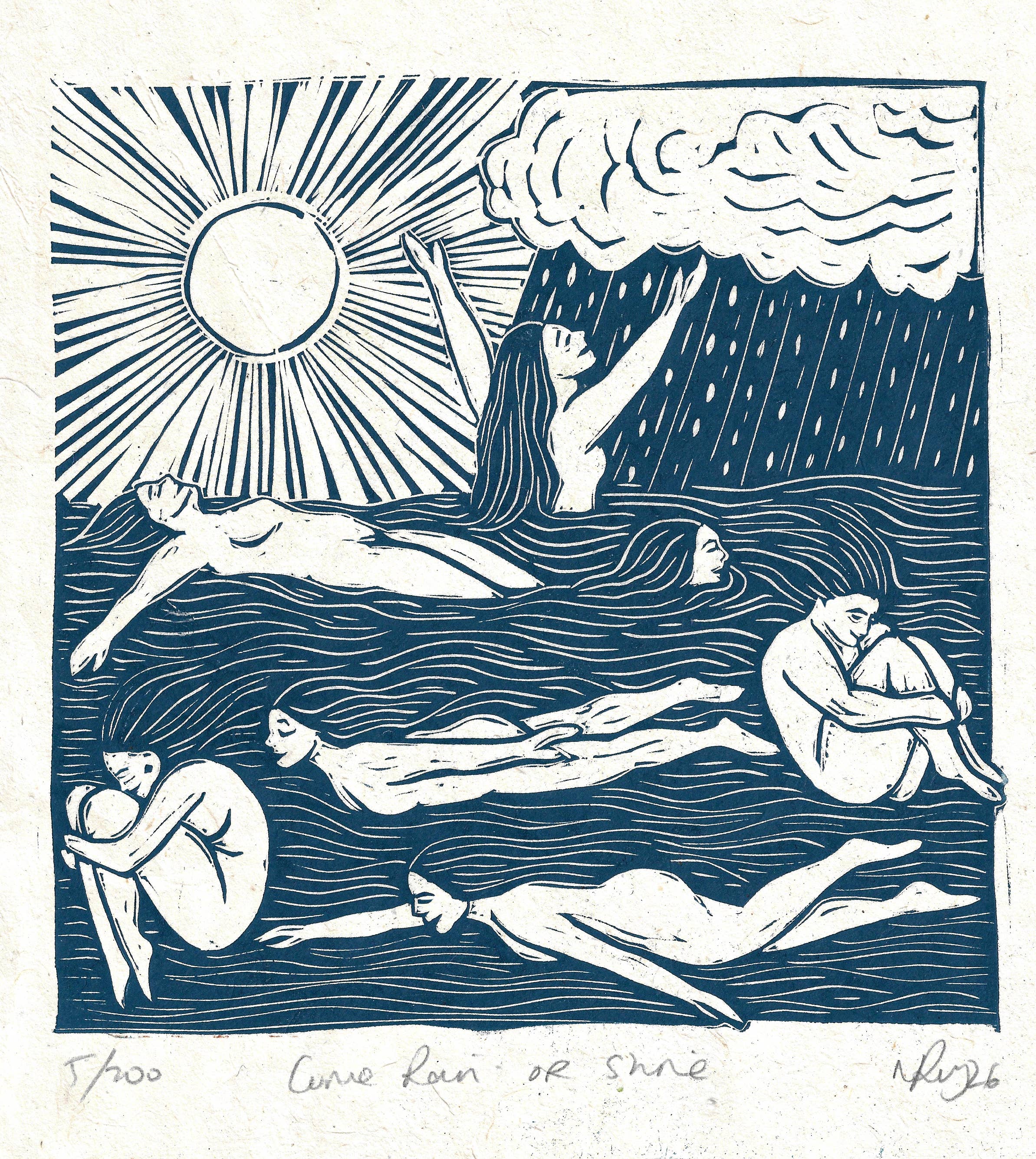 Come Rain or Shine, Cold Water Swim Greeting Card