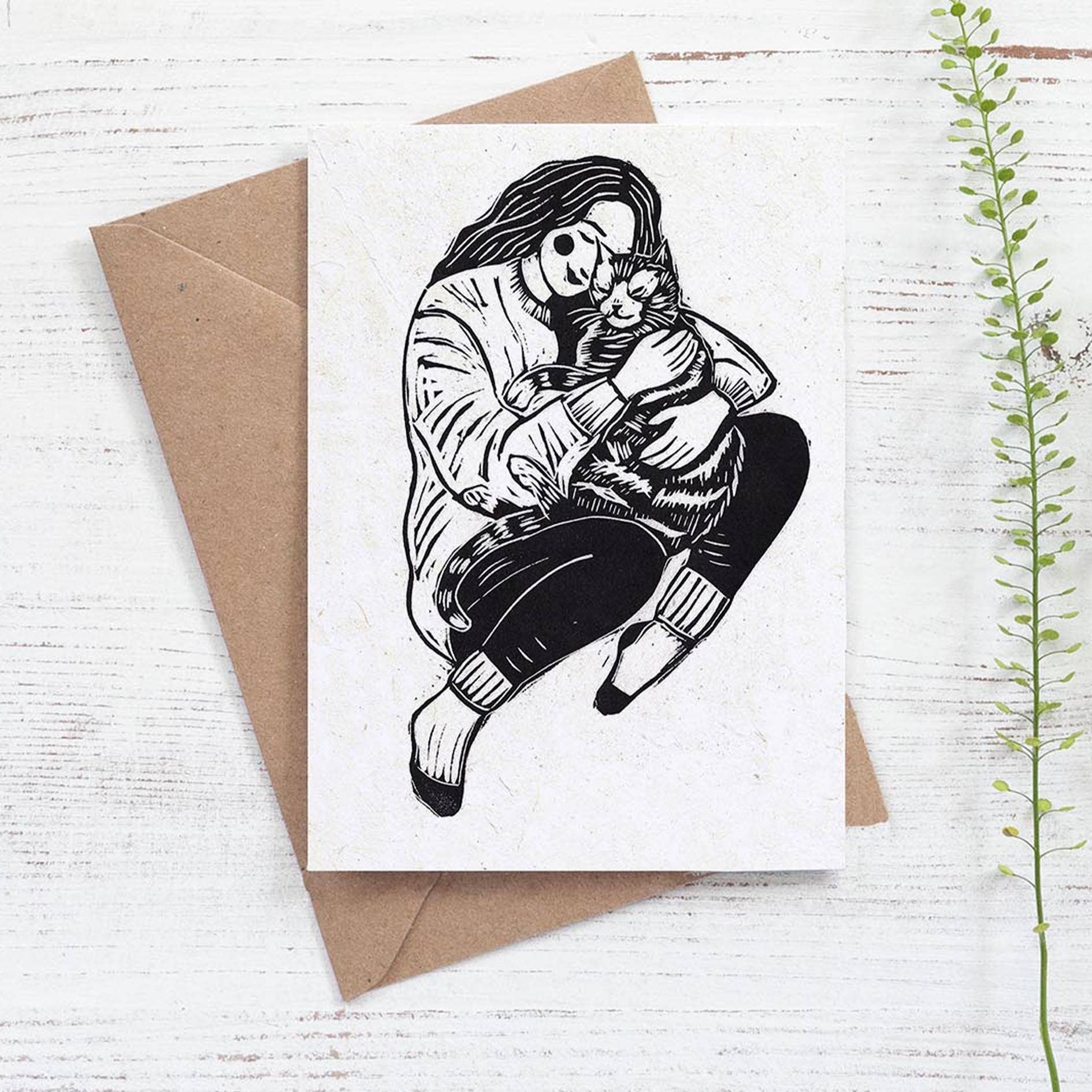 Creature Comfort Cat Cuddle Greeting Card