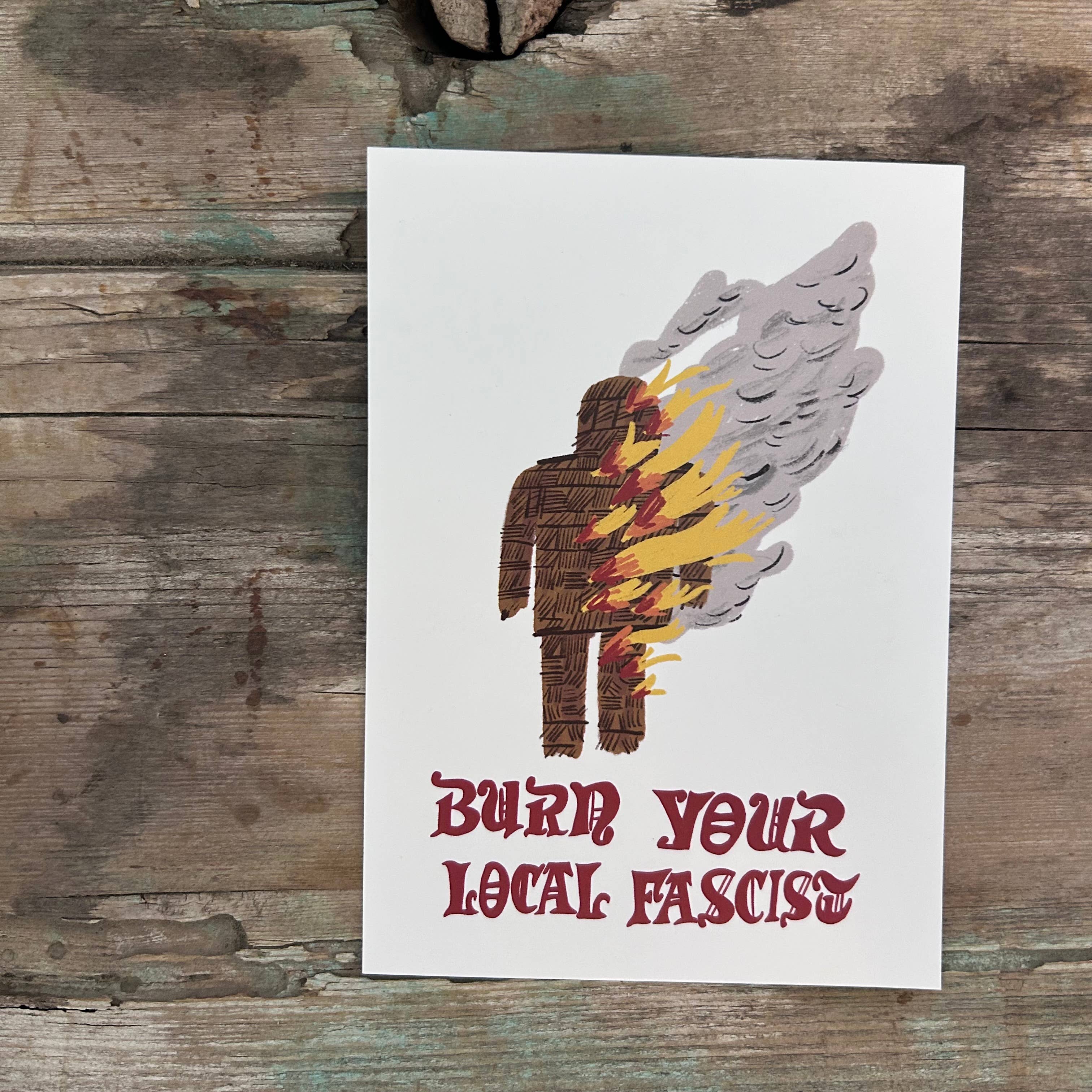 Burn Your Local Fascist Wicker Man Postcard