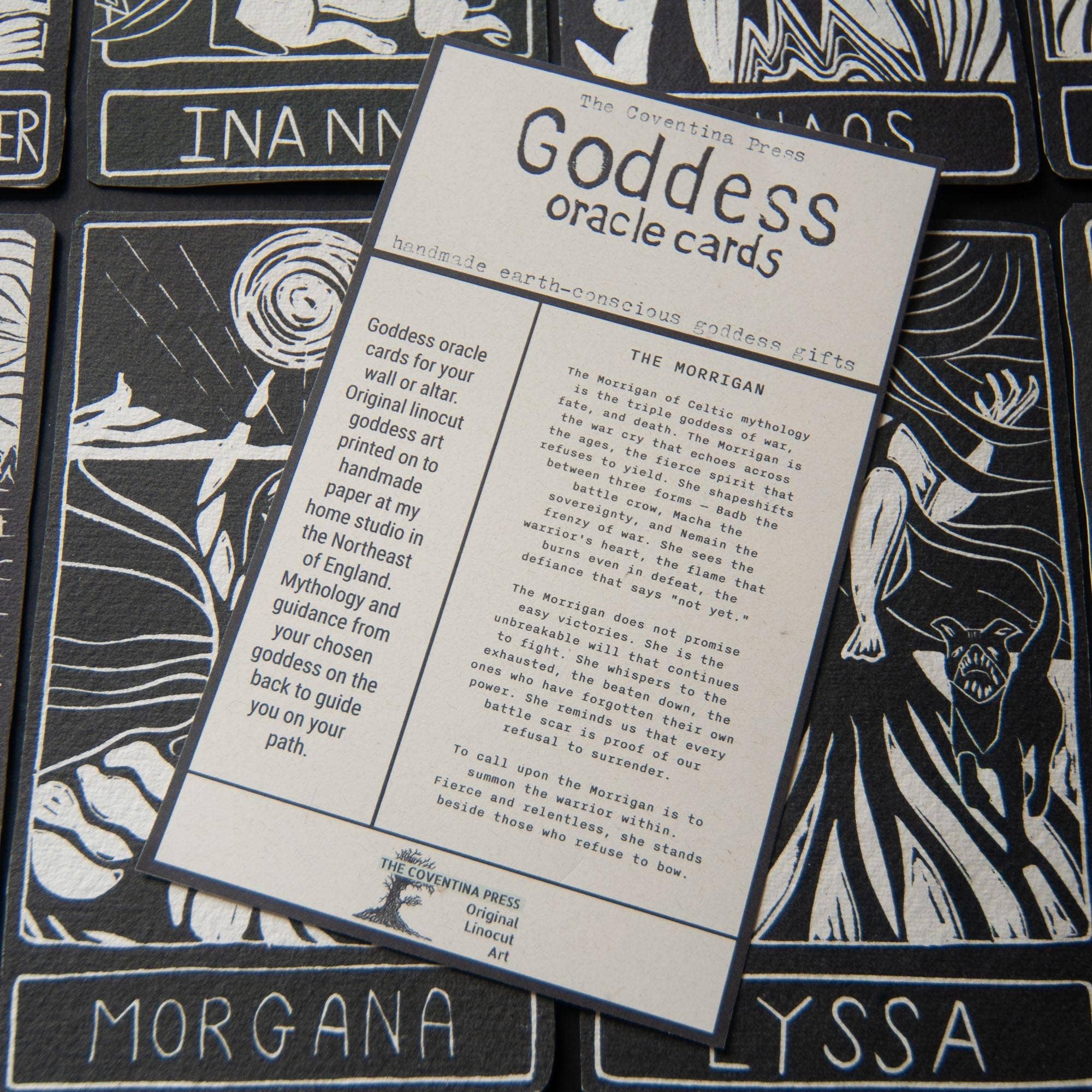 MORRIGAN  ORACLE ALTAR CARD PRINT | Linocut design