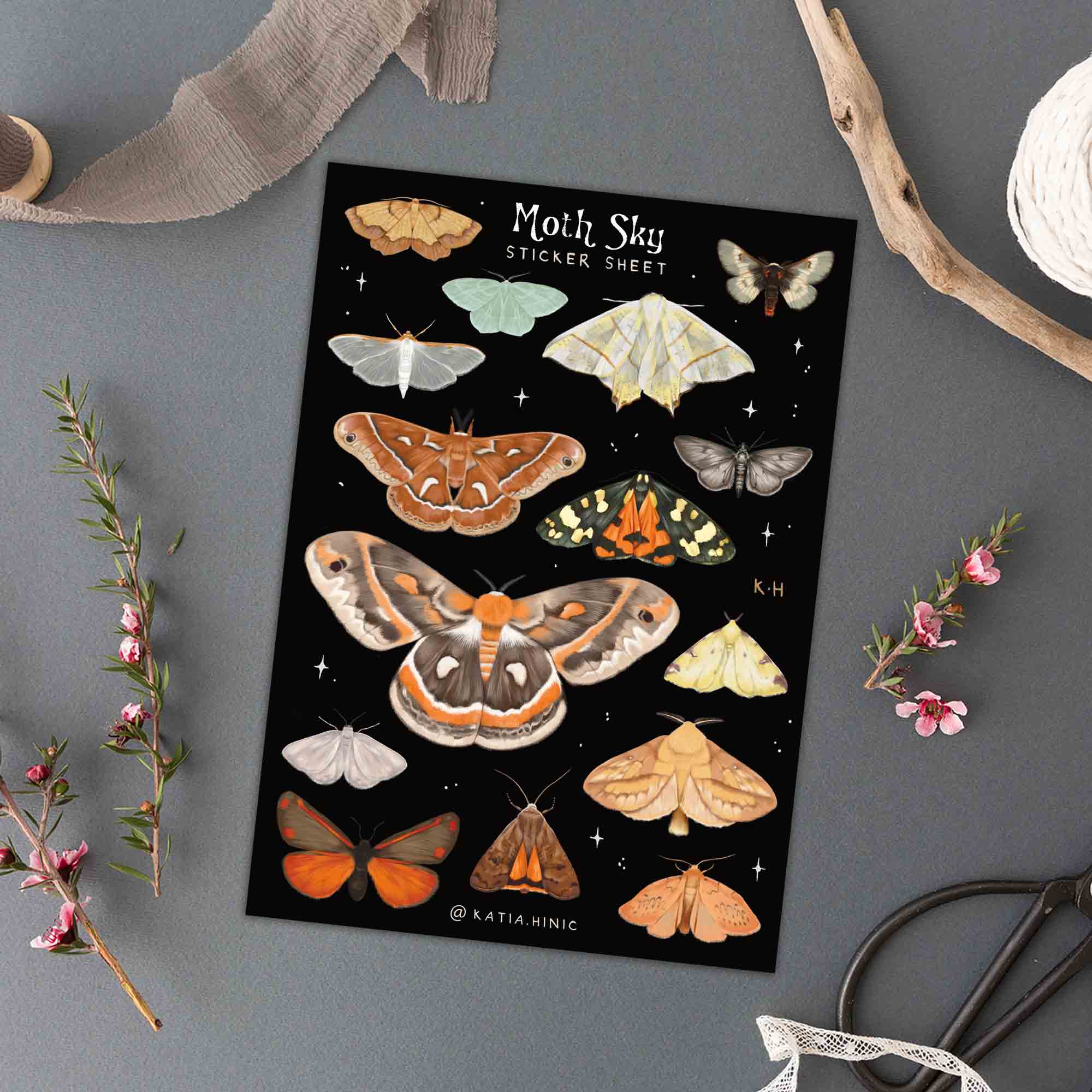 'Moth Sky' sticker sheet