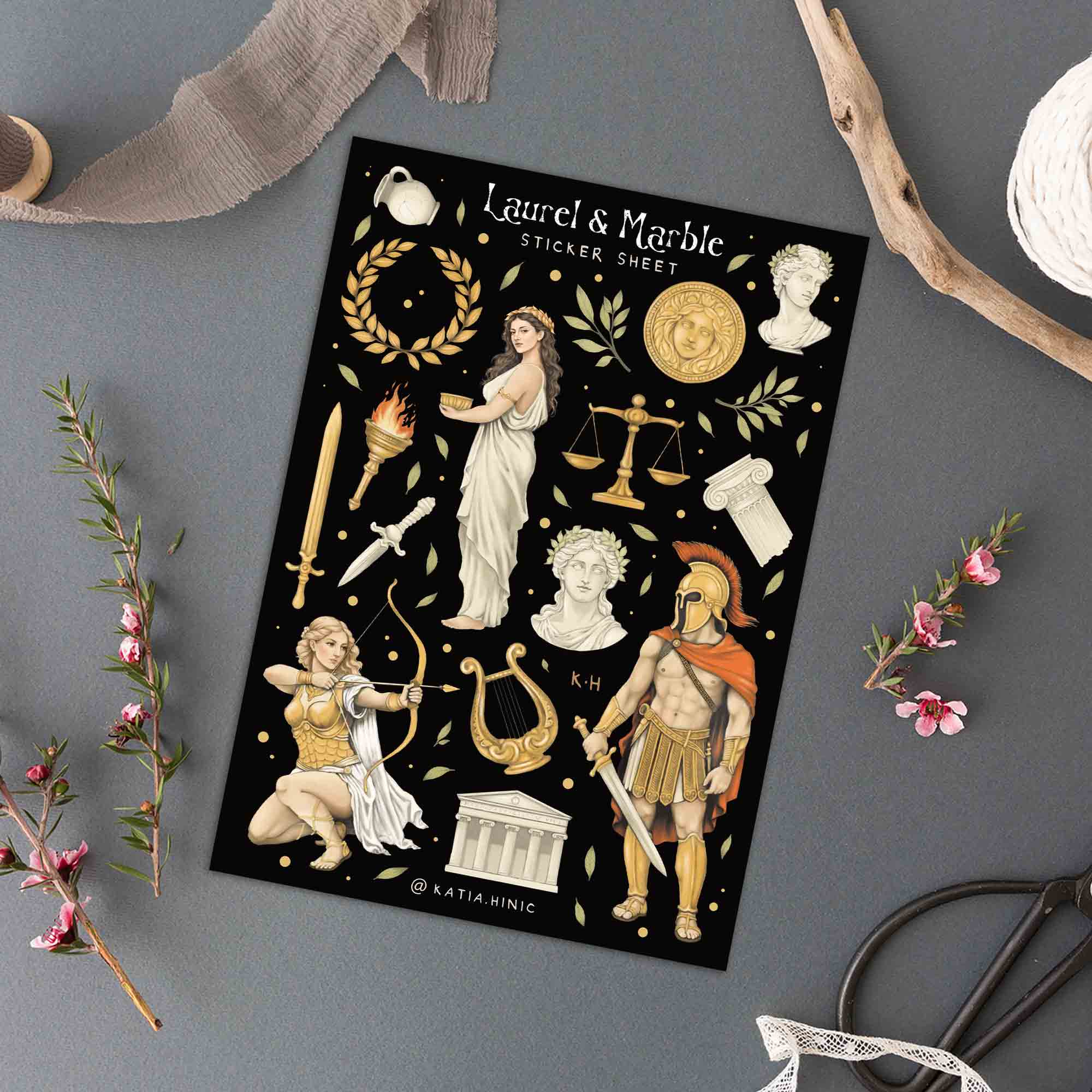 'Laurel & Marble' sticker sheet