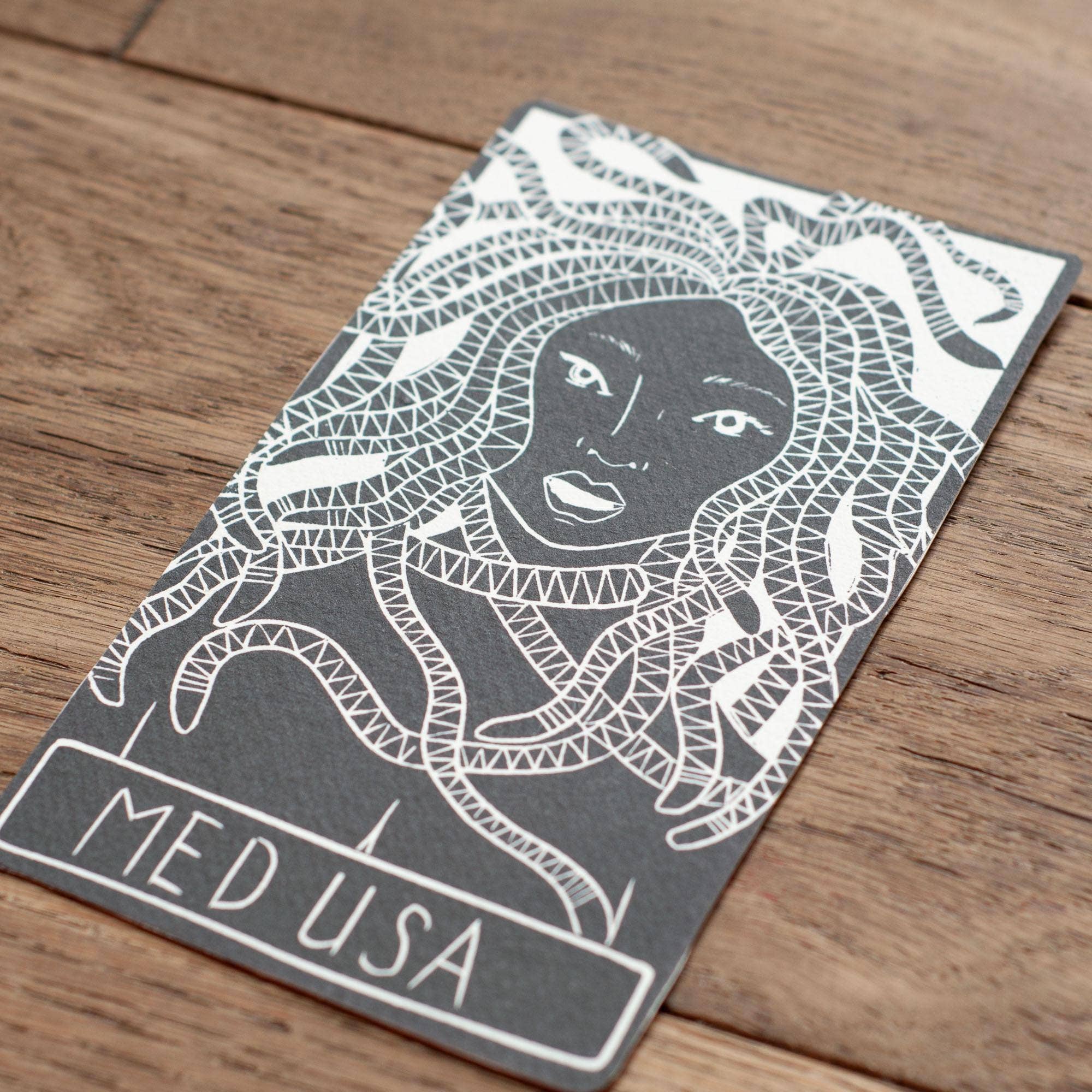 MEDUSA ORACLE ALTAR CARD PRINT |  Linocut design