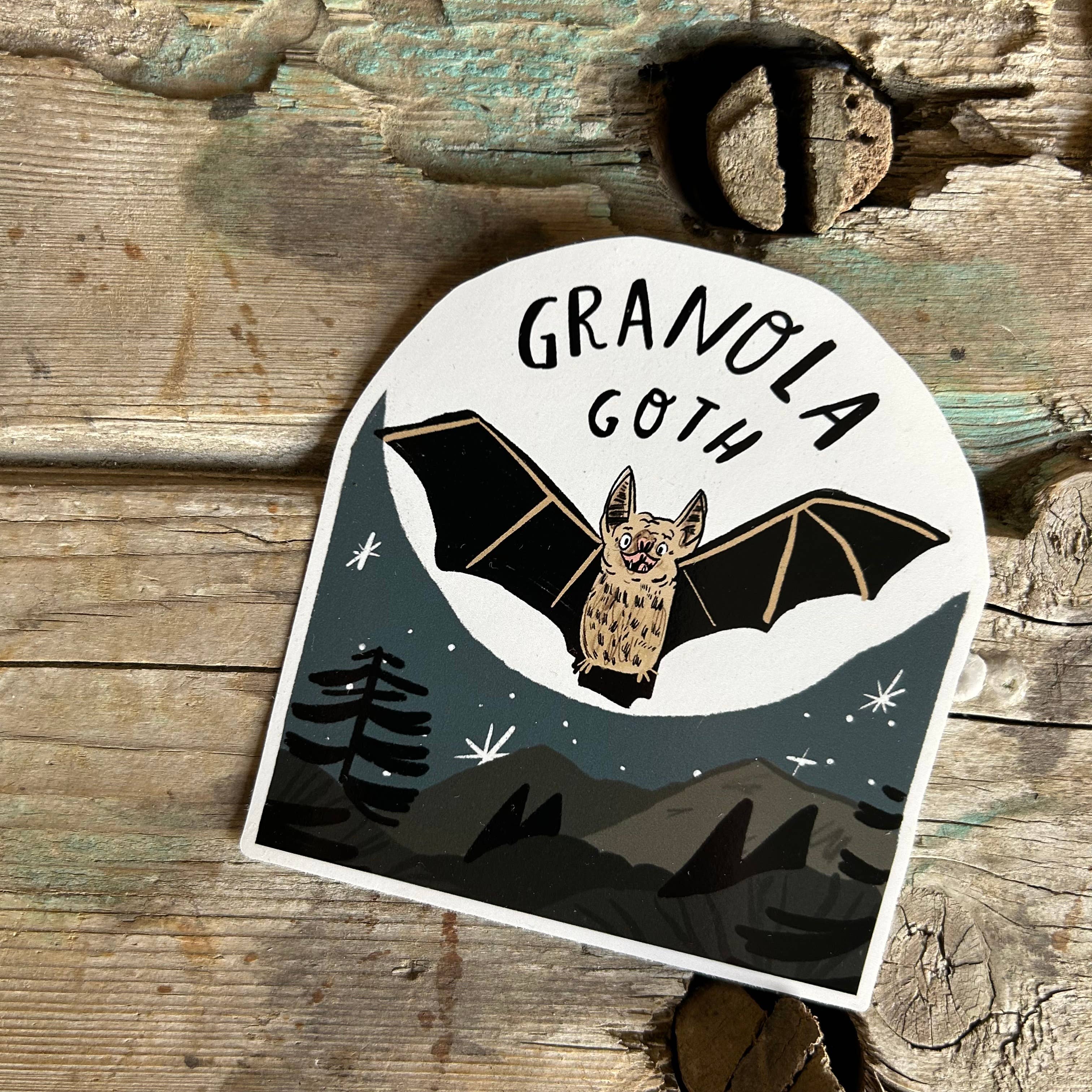 Granola Goth Bat Vinyl Sticker 