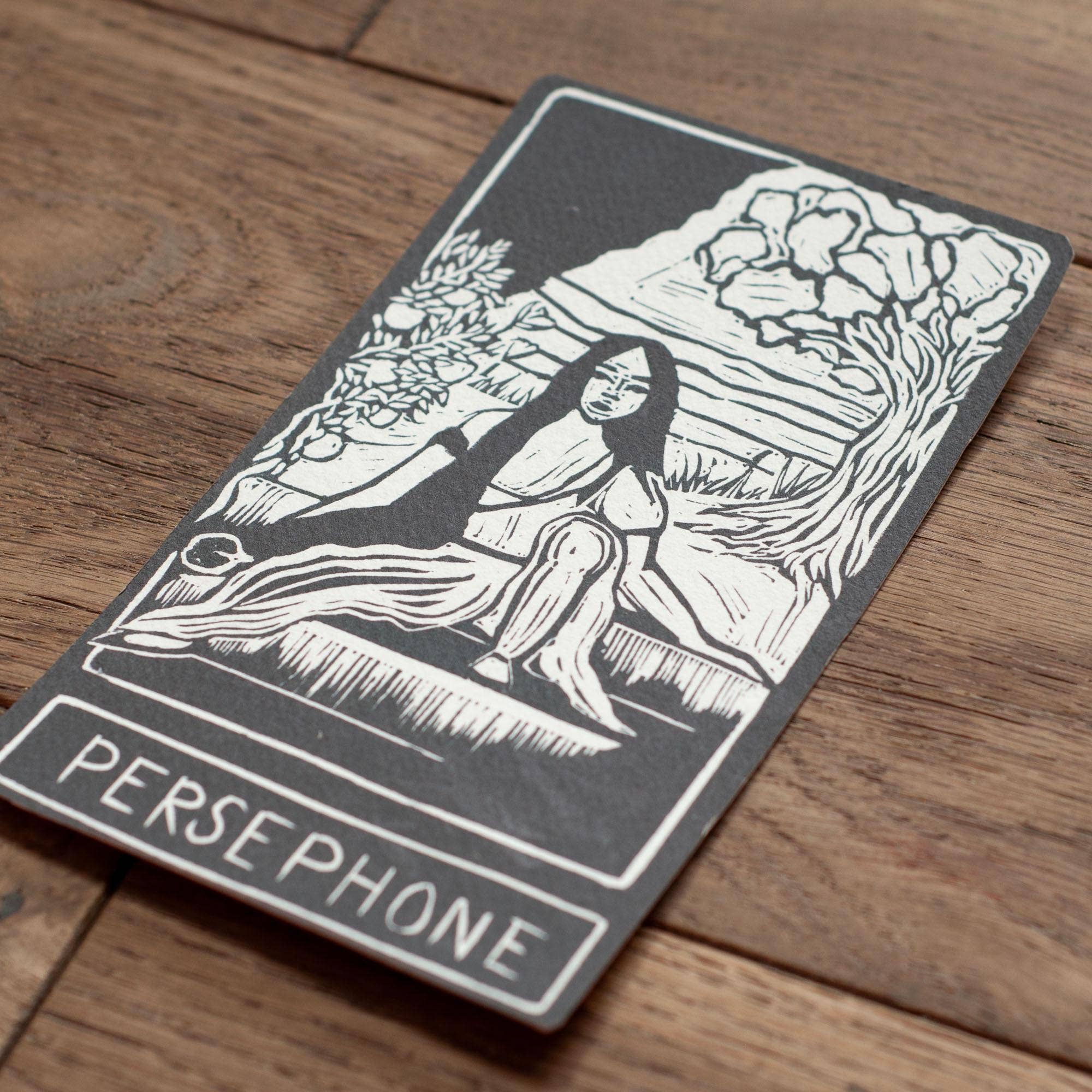 PERSEPHONE  ORACLE ALTAR CARD PRINT | Linocut design