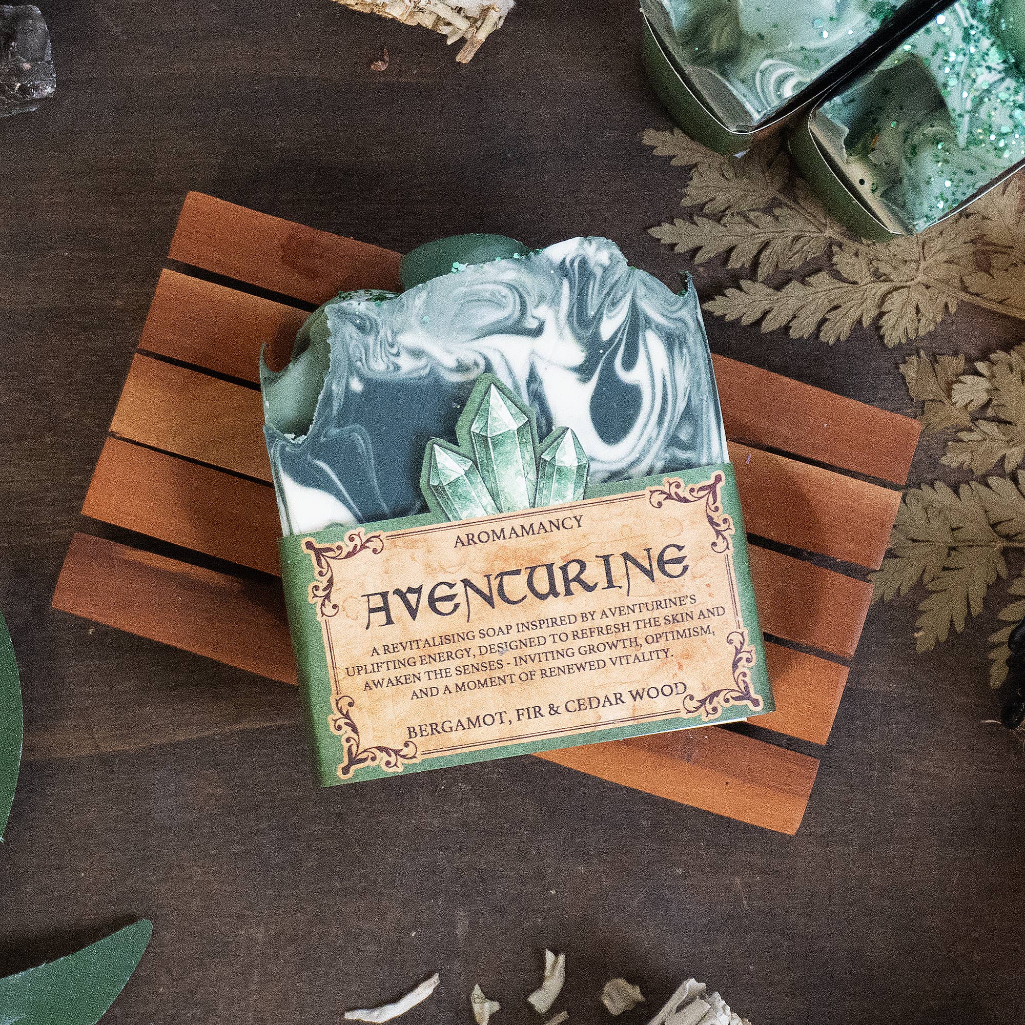 Aventurine Crystal Soap - Bergamot, Fir & Cedarwood