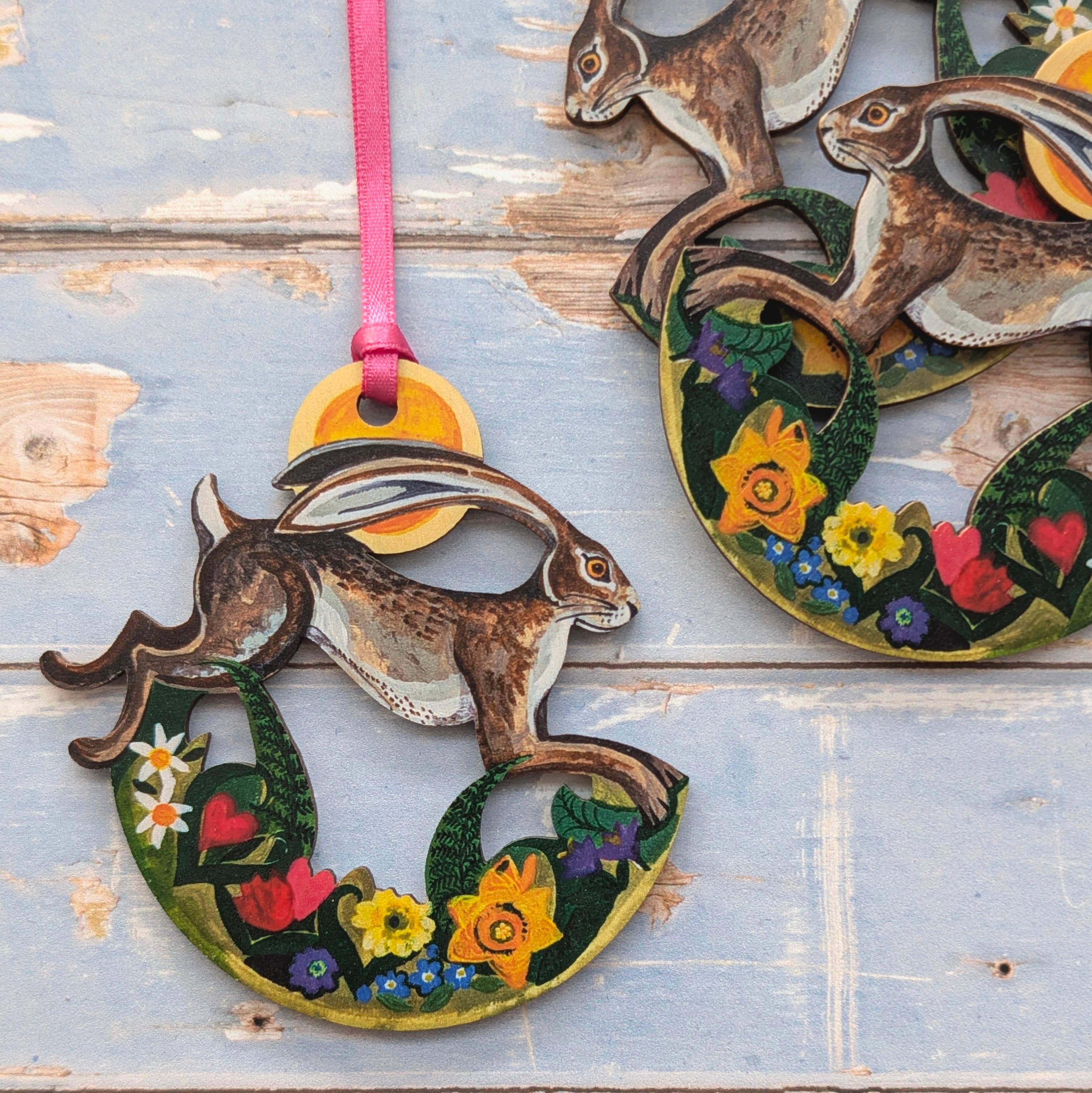 Spring Hare Wooden Decoration