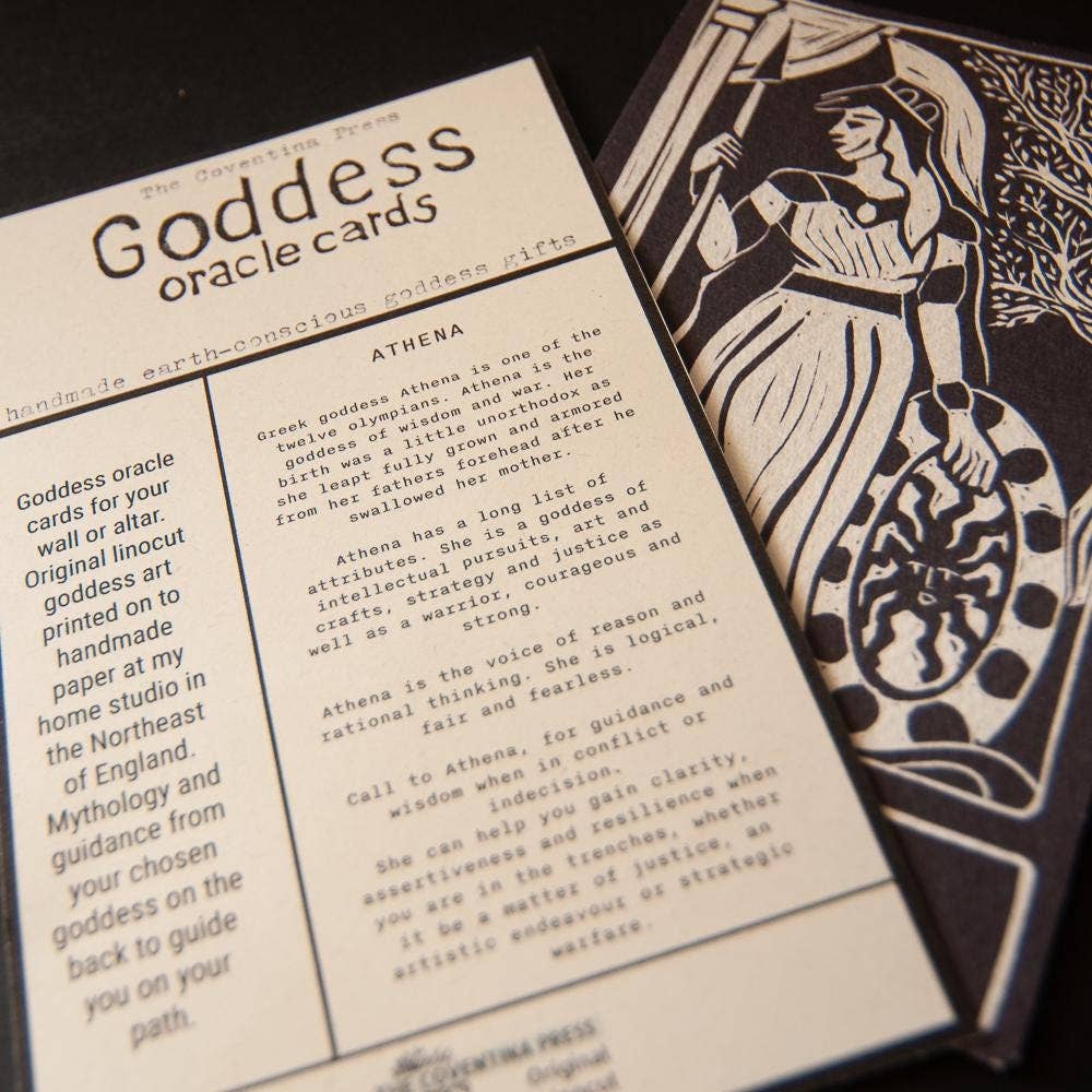ATHENA ORACLE ALTAR CARD PRINT | Original Linocut Design
