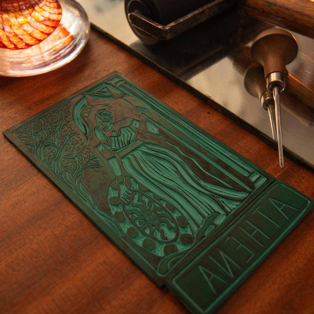 ATHENA ORACLE ALTAR CARD PRINT | Original Linocut Design