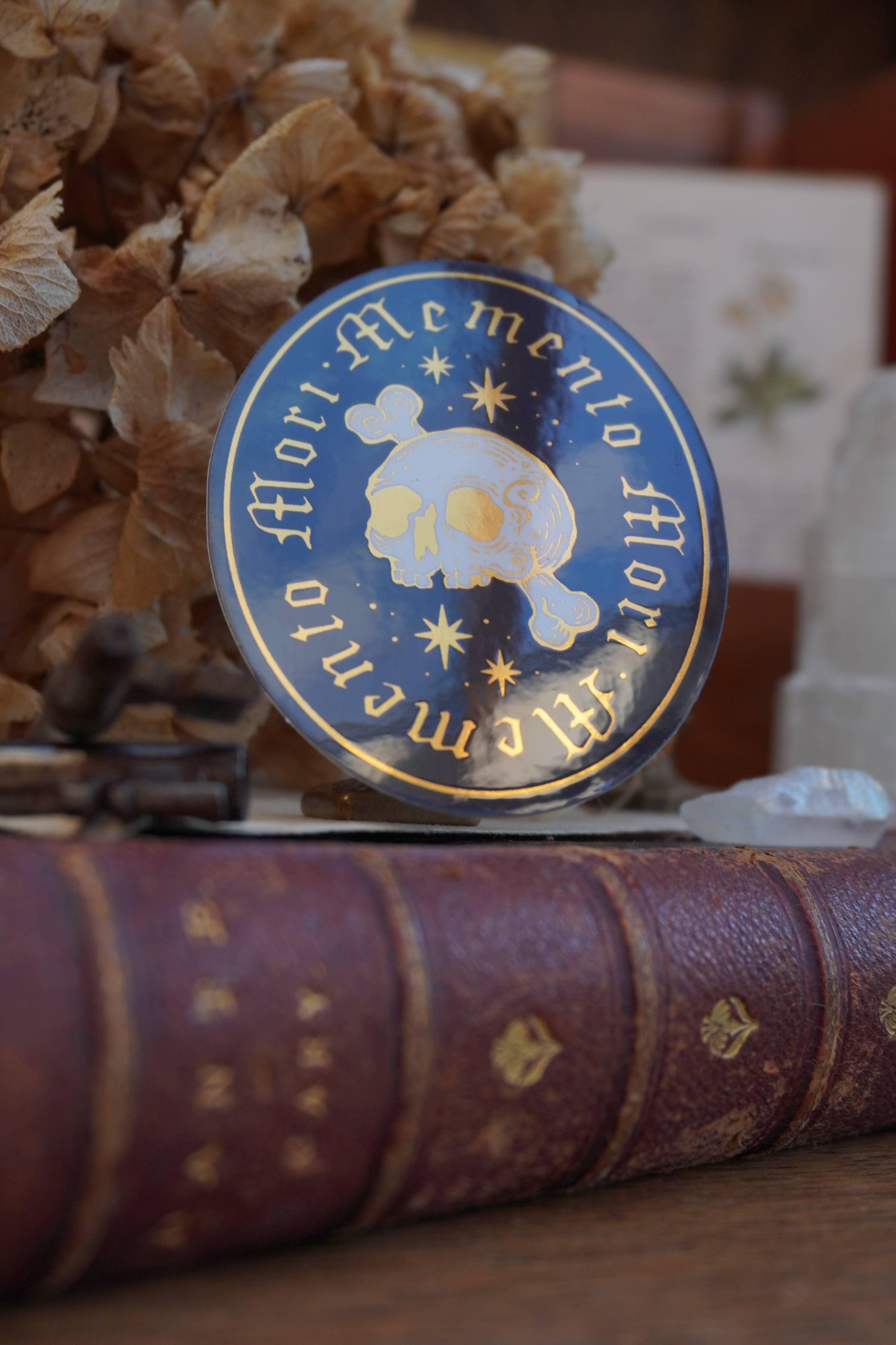 Memento Mori Gold Mirror Sticker - Tooth & Toad