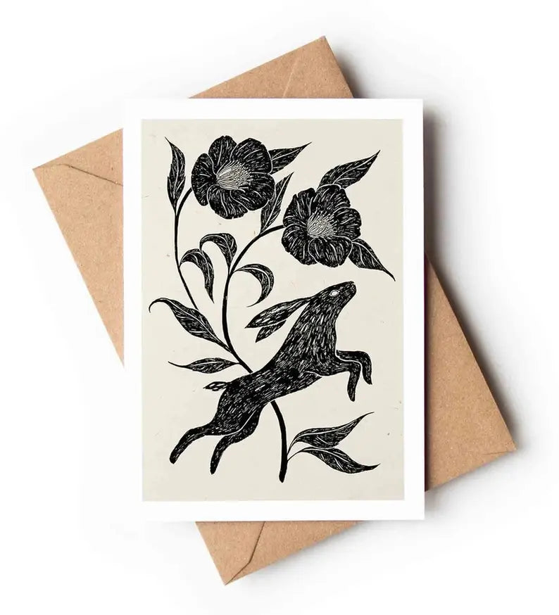 'Camelia Hare' Greeting Card