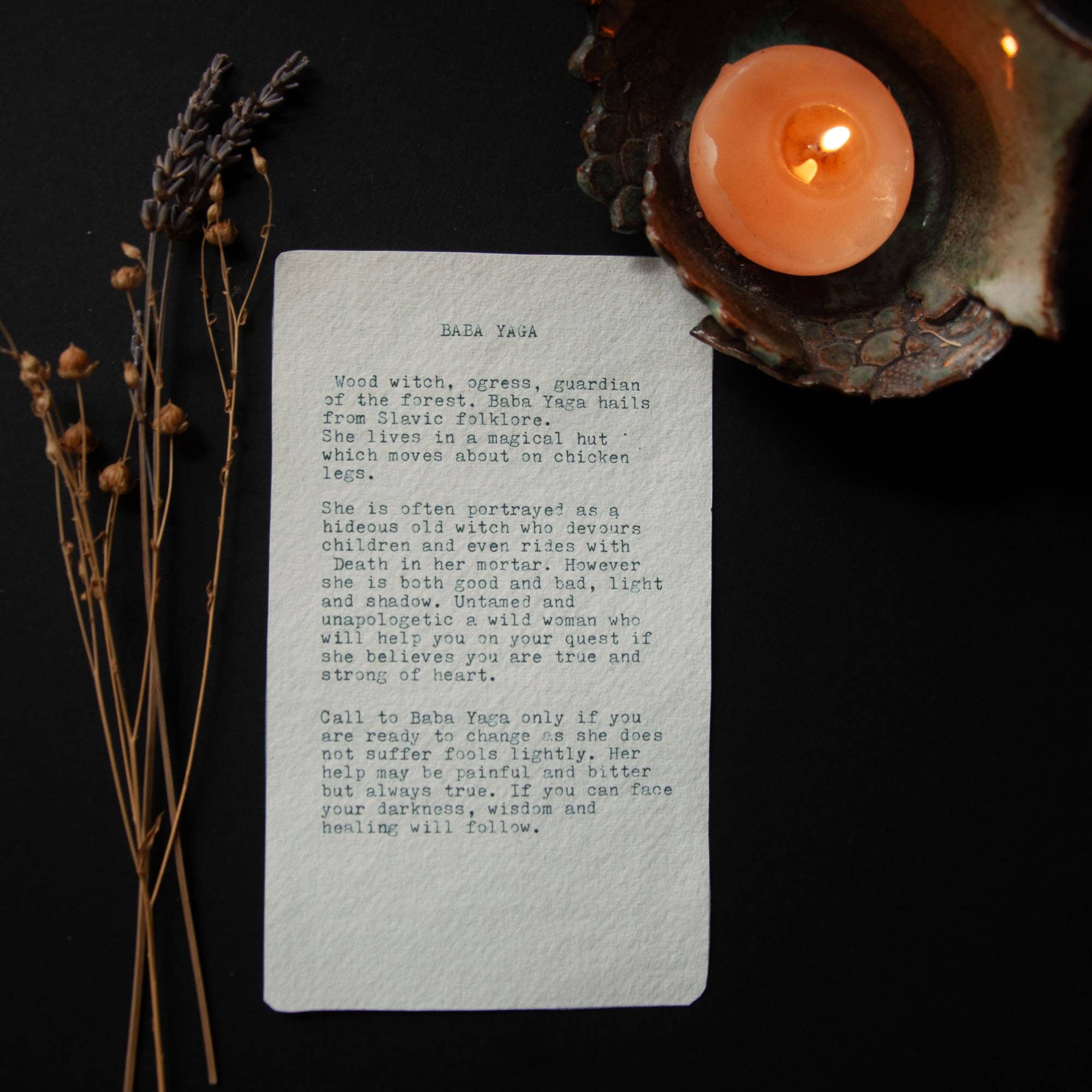 BABA YAGA ORACLE ALTAR CARD  PRINT | Original linocut design