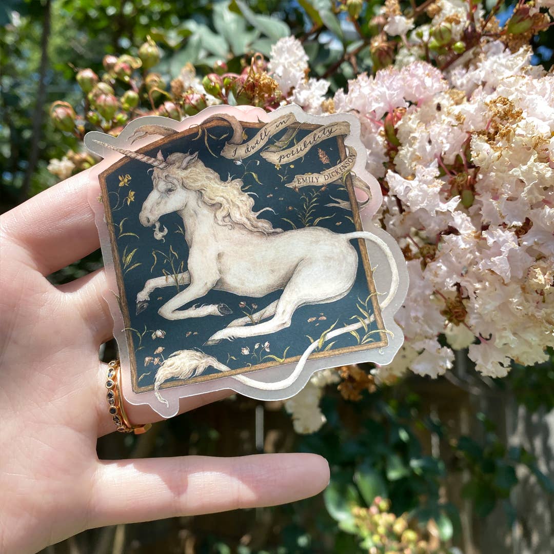 I Dwell in Possibility Unicorn Sticker - Jessica Roux