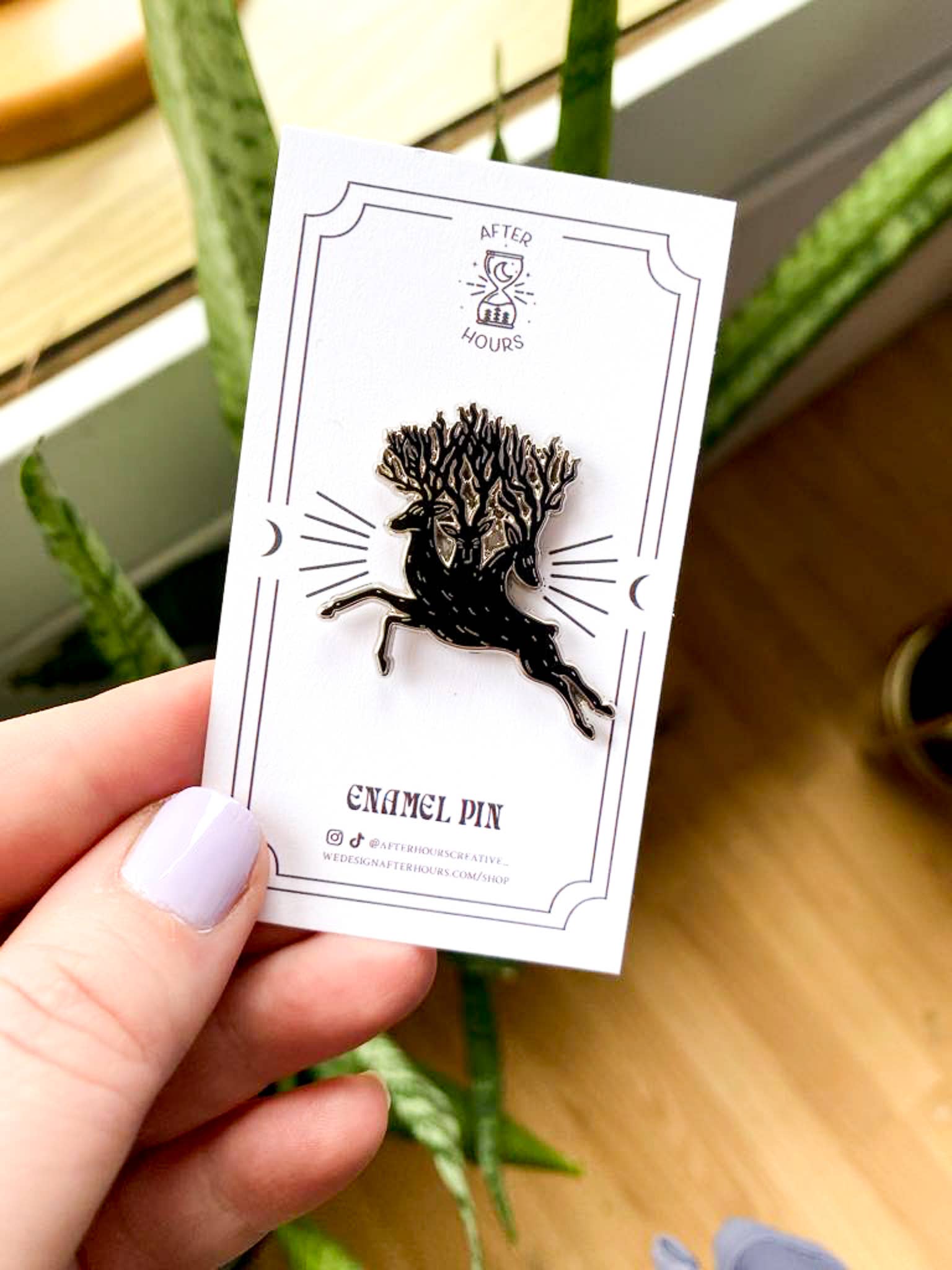 3 Headed Stag Enamel Pin