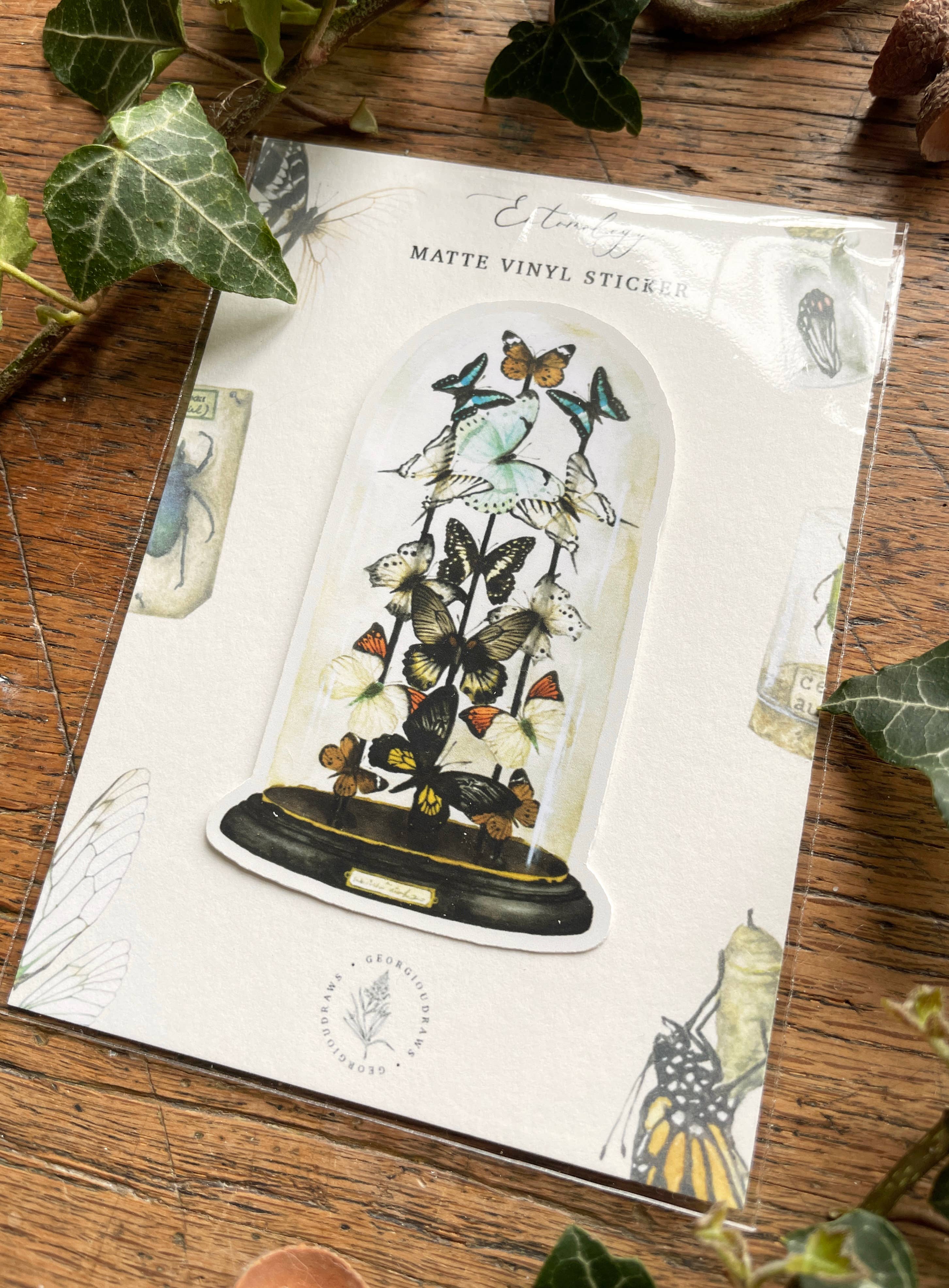 Butterfly Dome Matt Vinyl Sticker | Nature Oddity Art