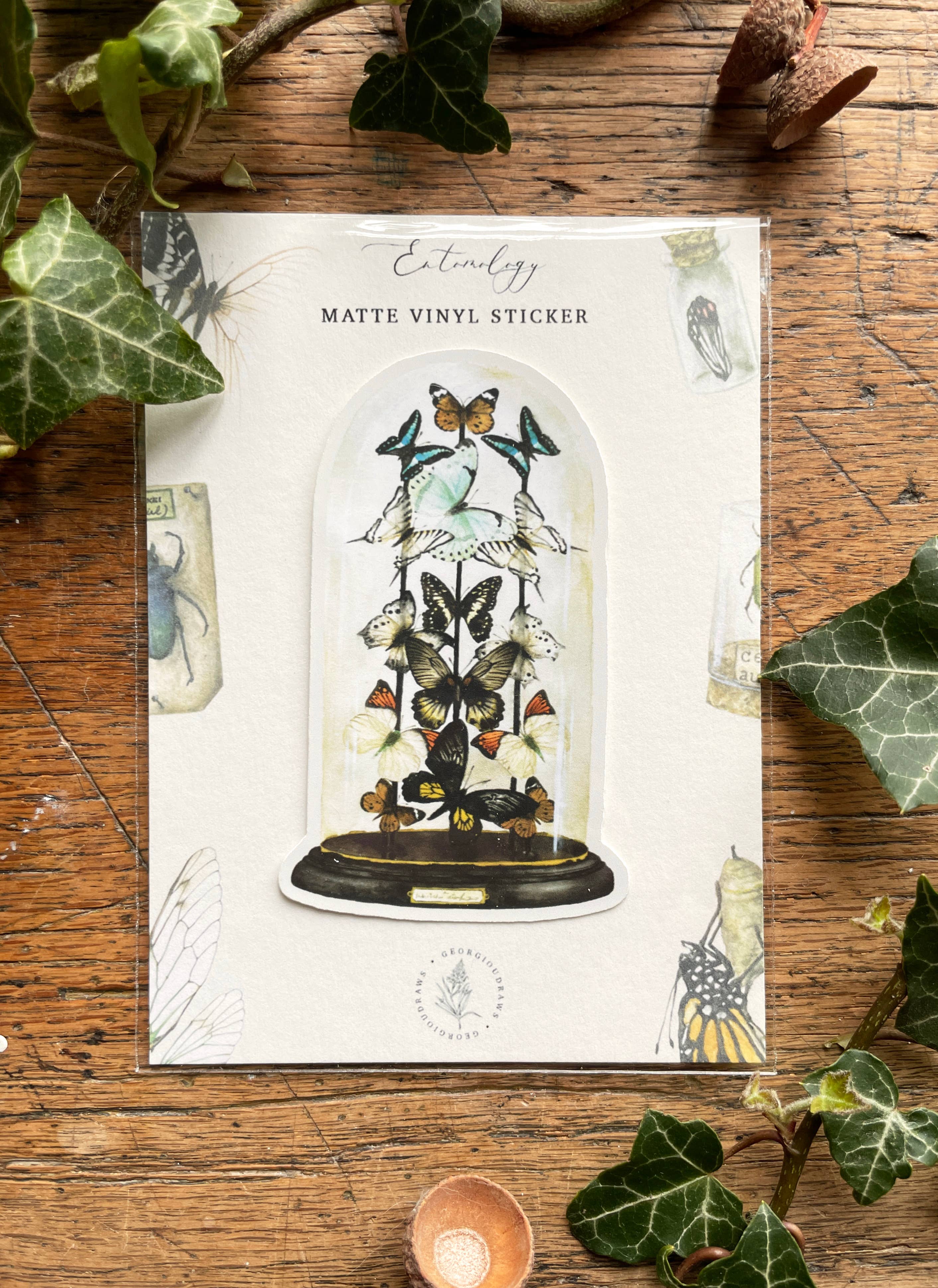 Butterfly Dome Matt Vinyl Sticker | Nature Oddity Art