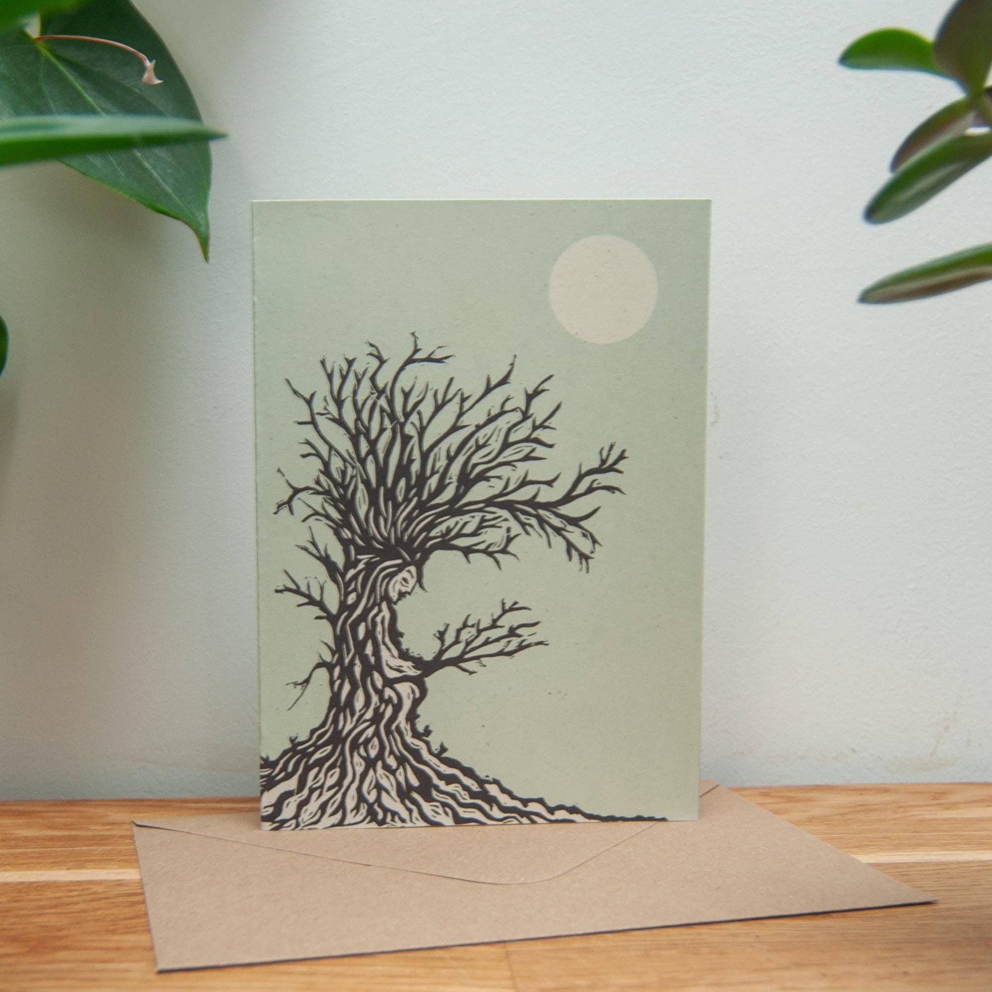 Tree Hag Linocut Greeting Card