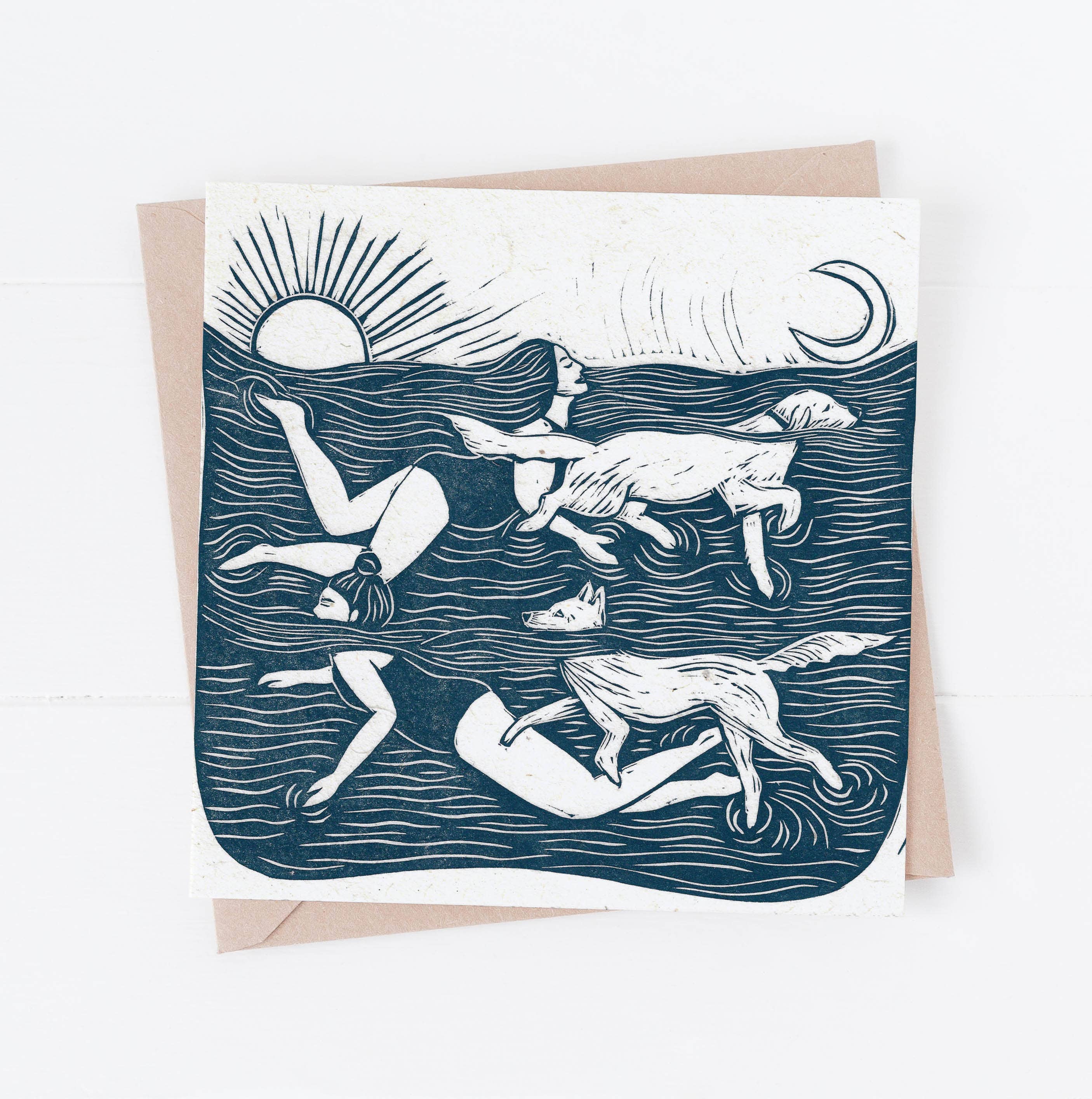 Paddlers Dog Wild Swim Greetings Card