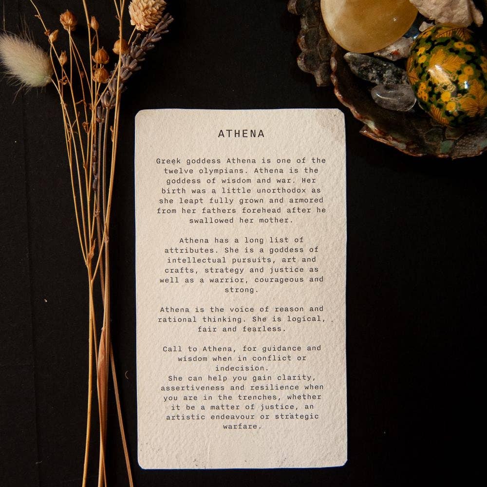 ATHENA ORACLE ALTAR CARD PRINT | Original Linocut Design