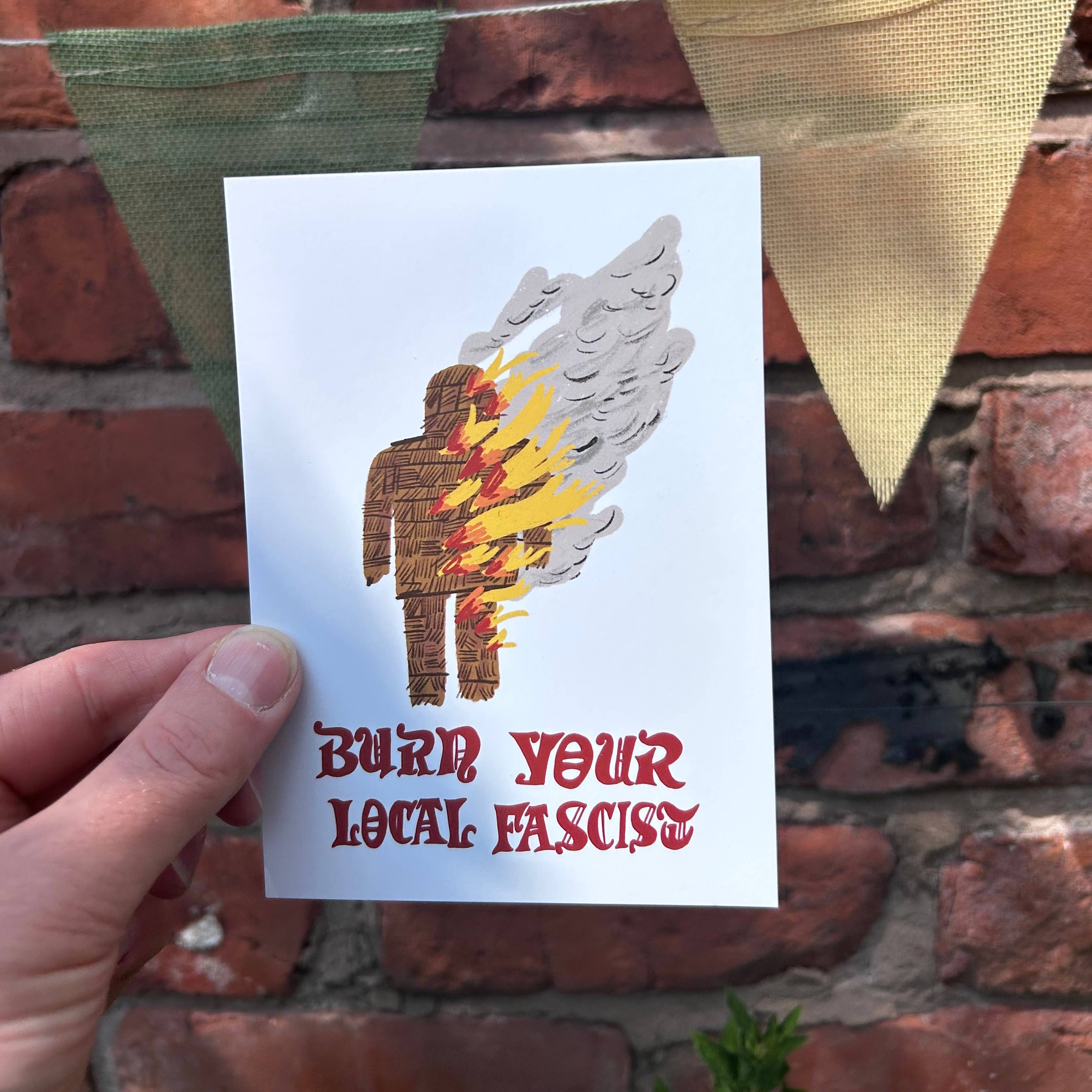Burn Your Local Fascist Wicker Man Postcard