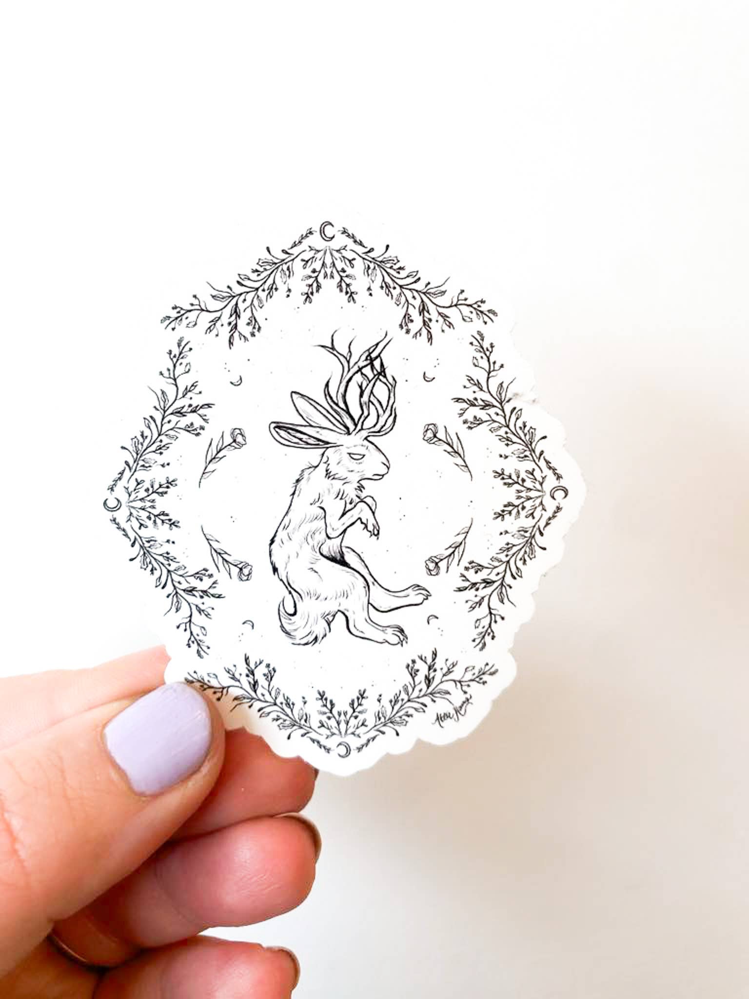 Jackalope - Floral Sticker