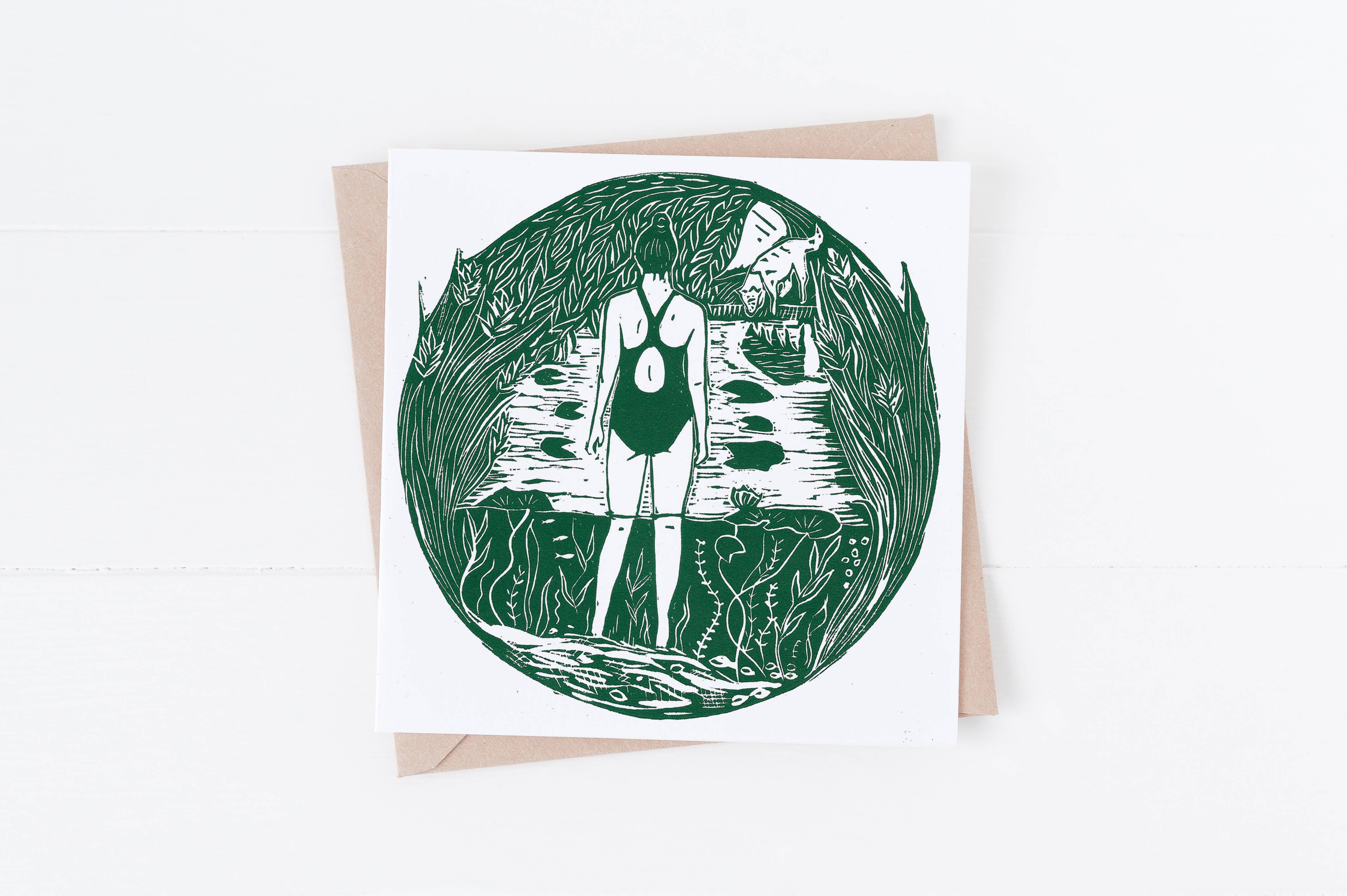 Pond Dip, Wild Swim Greetings Card