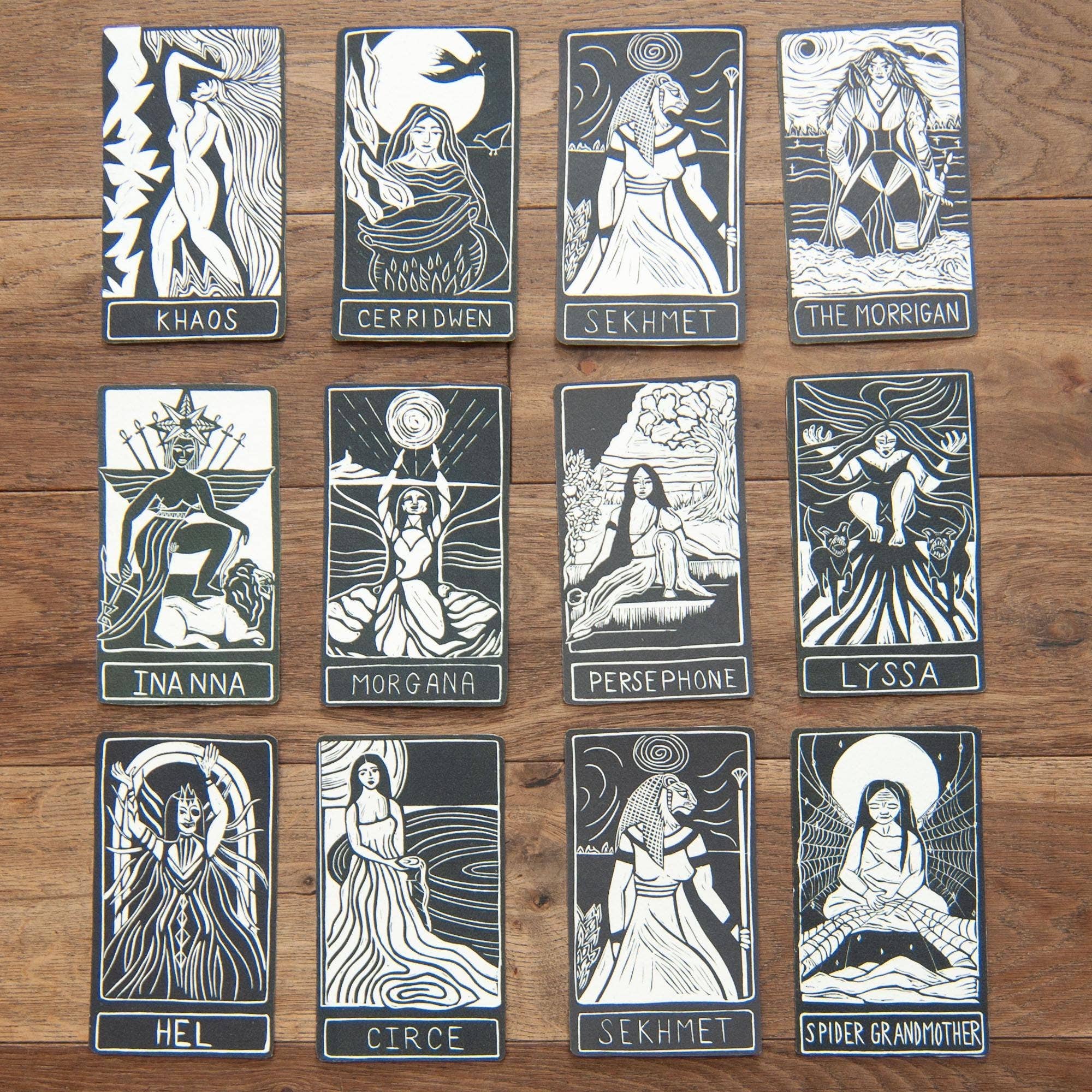THE CAILLEACH ORACLE ALTAR CARD PRINT |  Linocut design