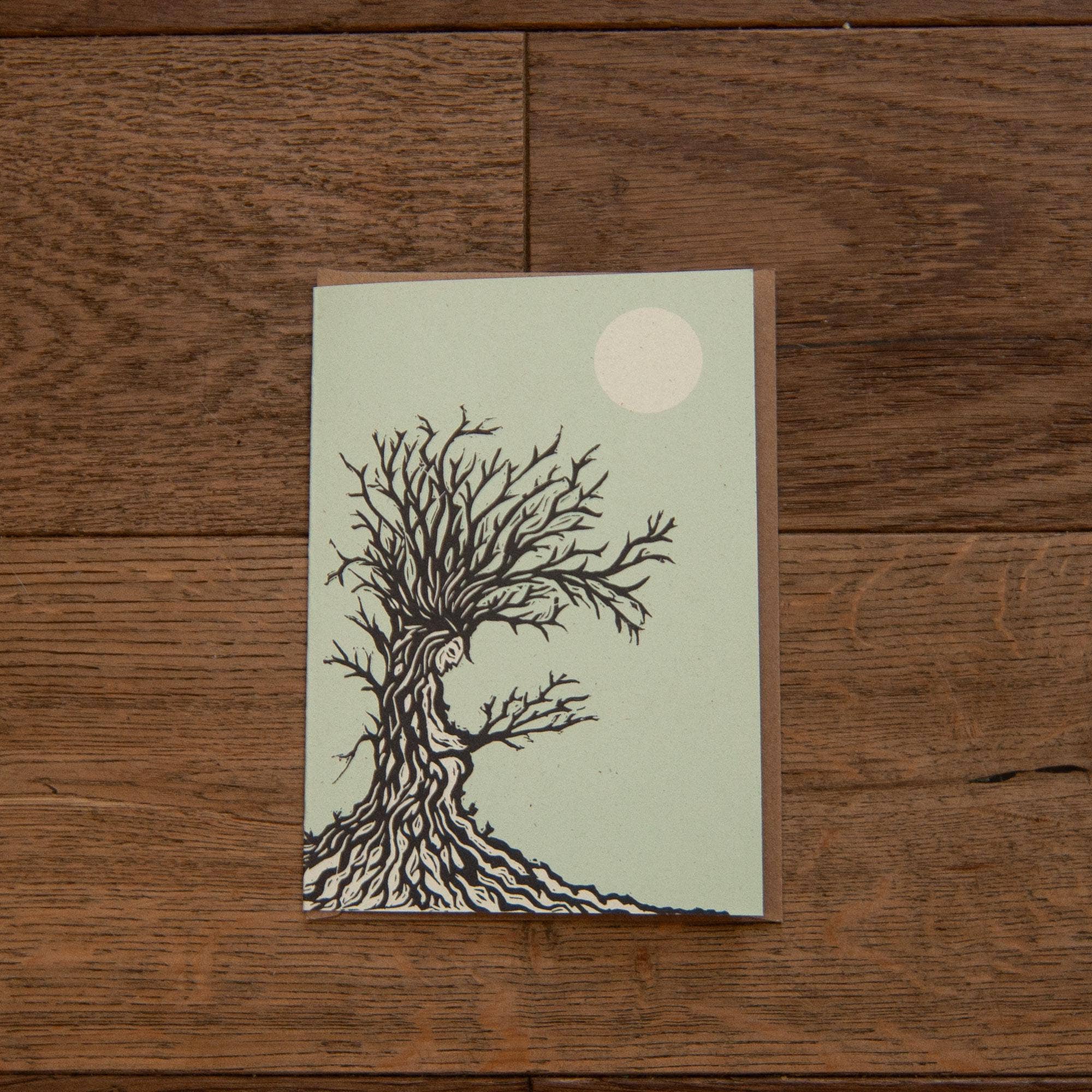 Tree Hag Linocut Greeting Card