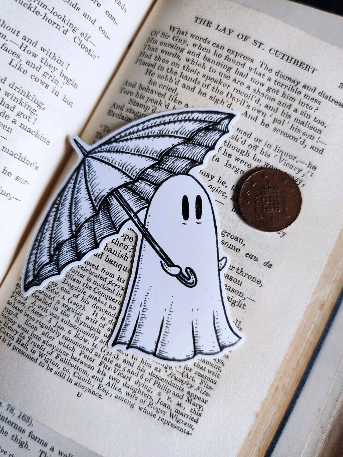 Rainy Day Ghost Vinyl Sticker